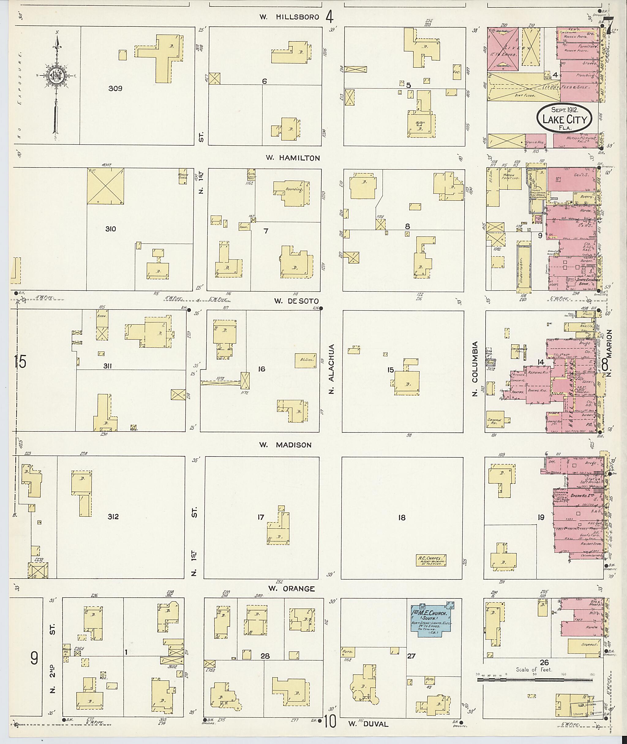 This old map of Lake City, Columbia County, Florida was created by Sanborn Map Company in 1912