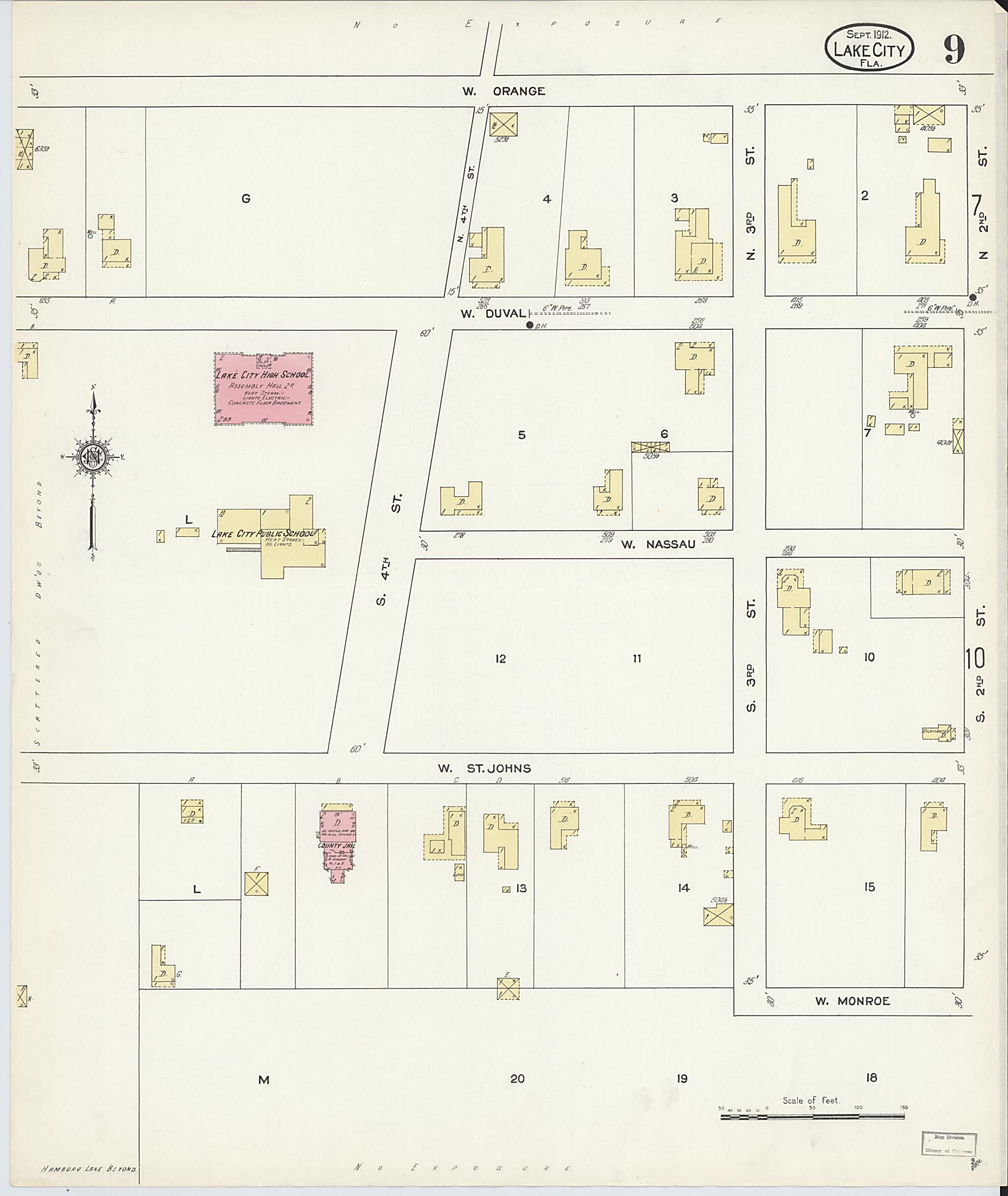 This old map of Lake City, Columbia County, Florida was created by Sanborn Map Company in 1912