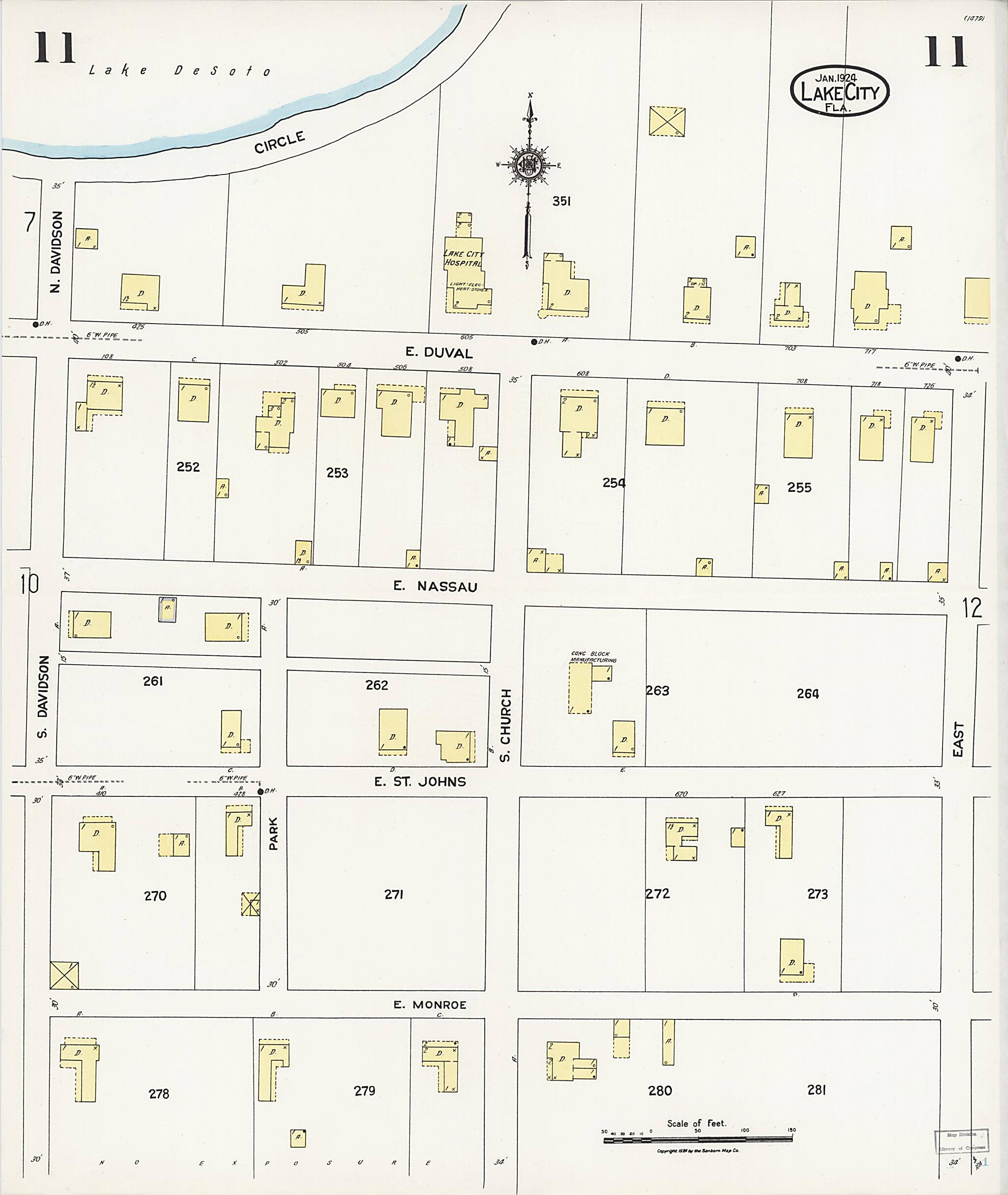 Lake City, Columbia County, Florida 1924 (Sheet 11) by Relic Map Company