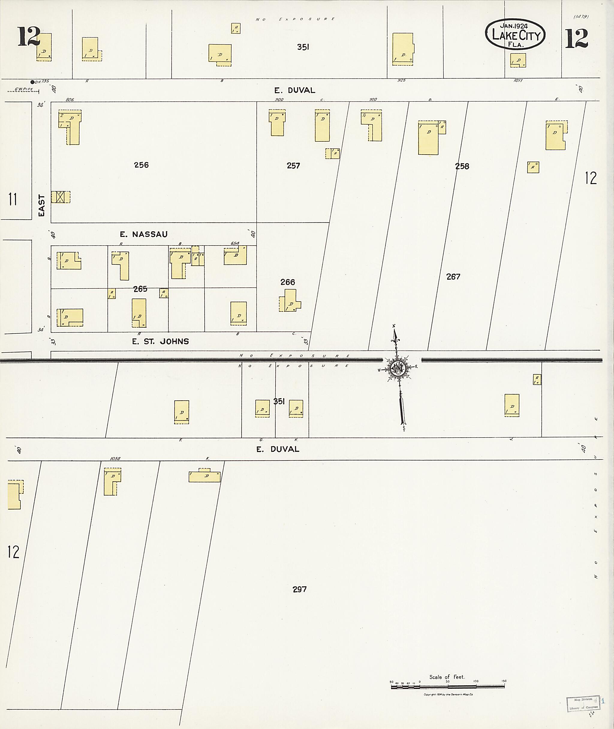 This old map of Watertown, Columbia County, Florida was created by Sanborn Map Company in 1924