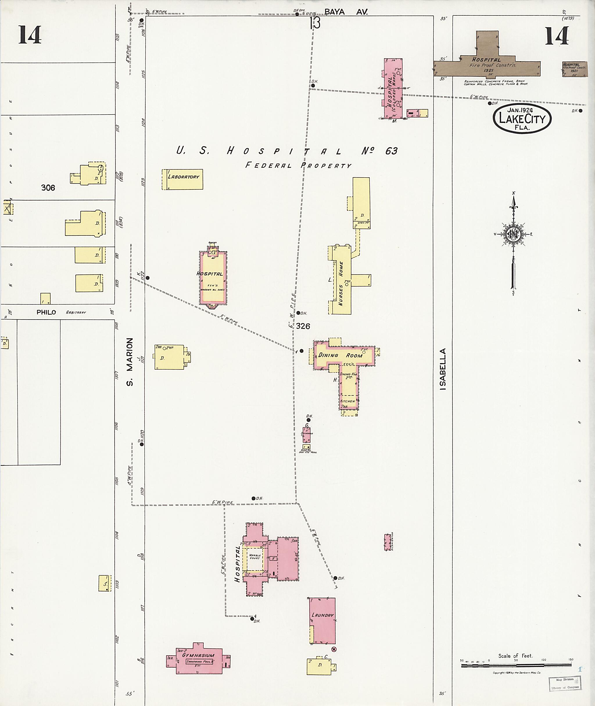 This old map of Watertown, Columbia County, Florida was created by Sanborn Map Company in 1924