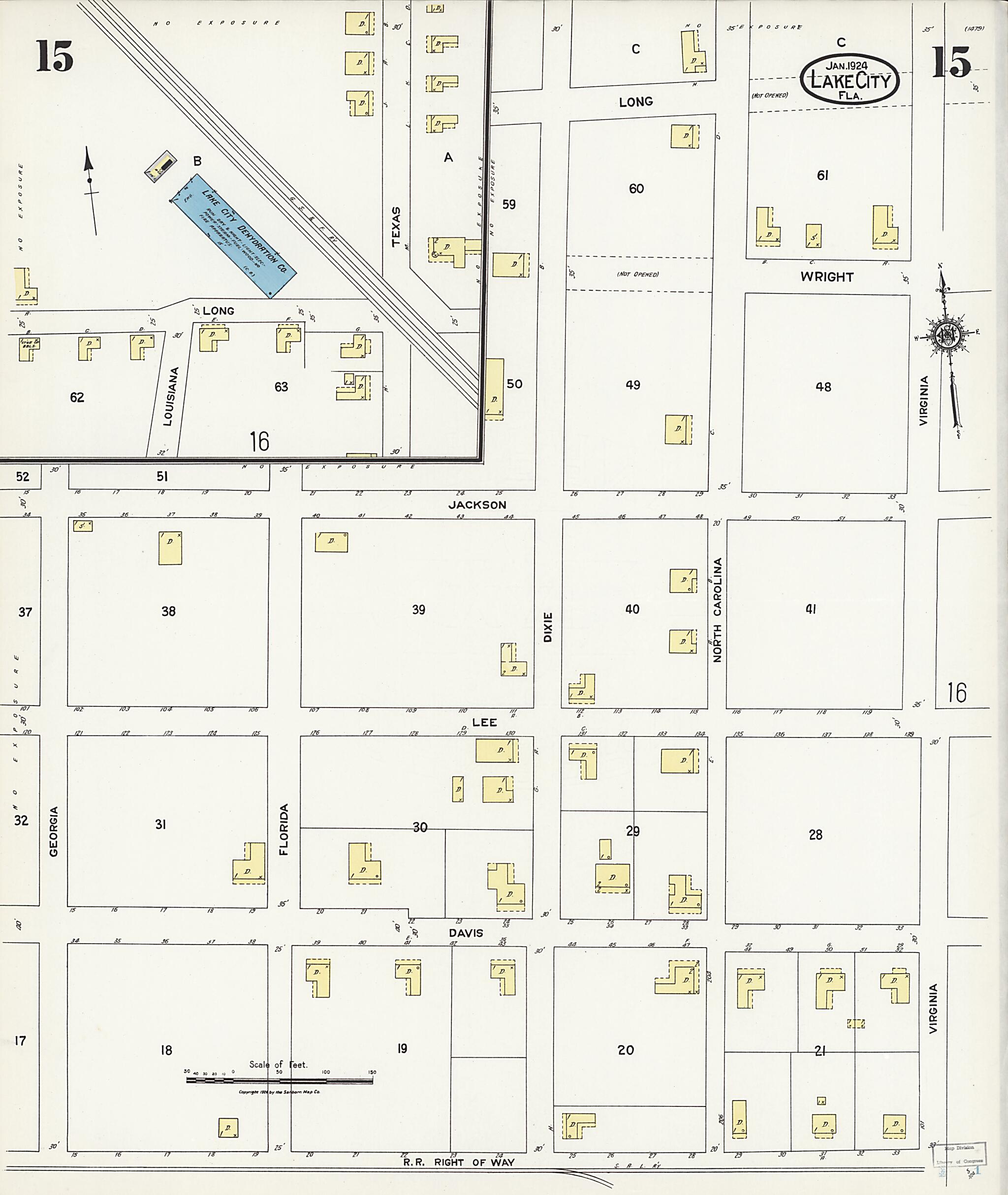 This old map of Watertown, Columbia County, Florida was created by Sanborn Map Company in 1924