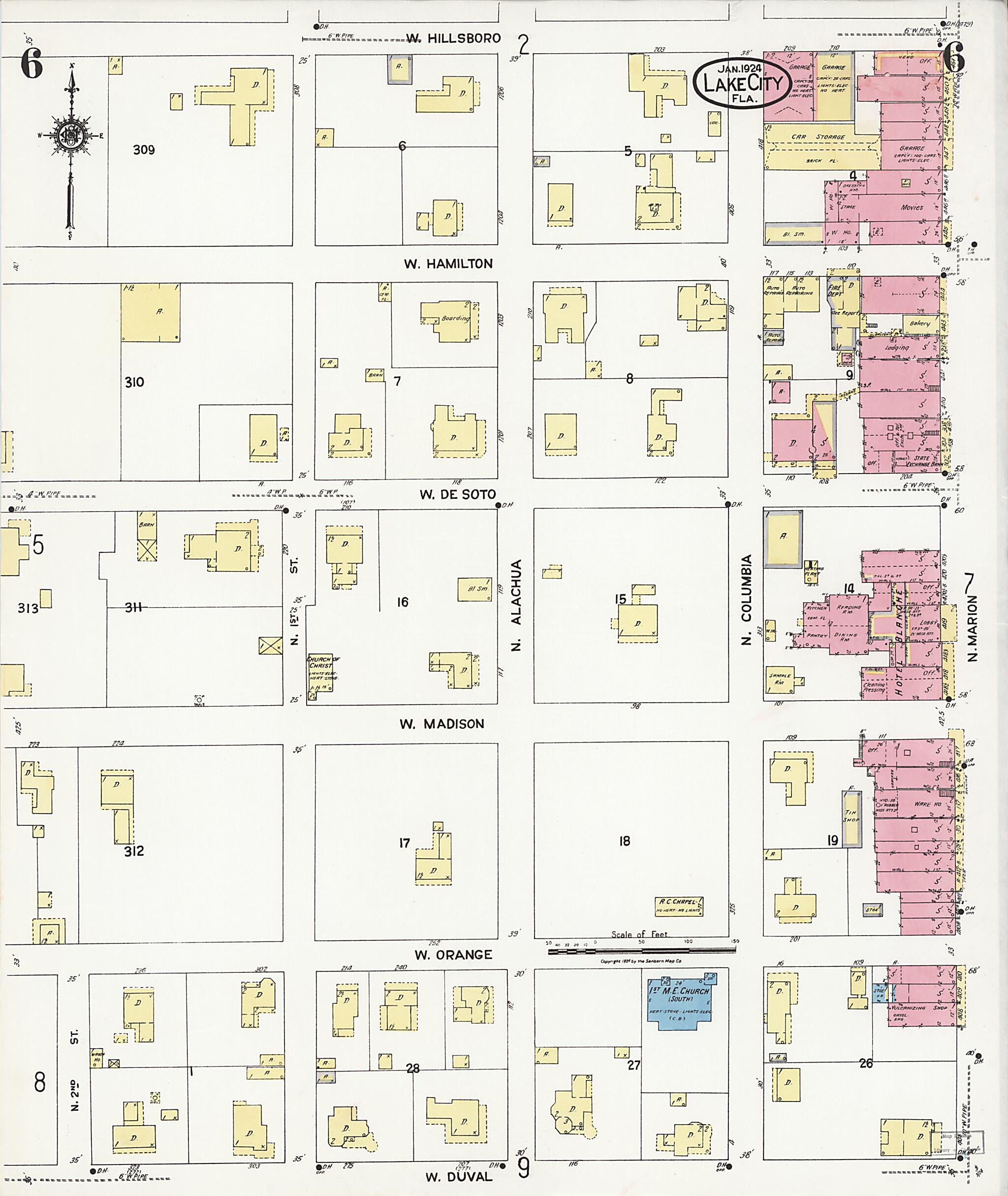 Lake City, Columbia County, Florida 1924 (Sheet 6) by Relic Map Company