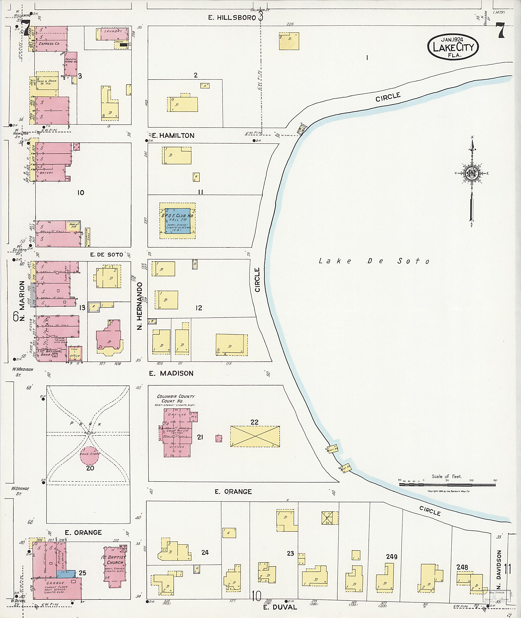 Lake City, Columbia County, Florida 1924 (Sheet 7) by Relic Map Company