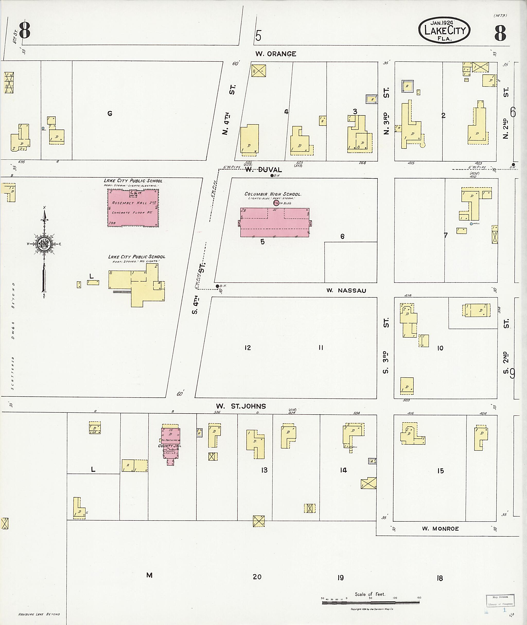 This old map of Watertown, Columbia County, Florida was created by Sanborn Map Company in 1924