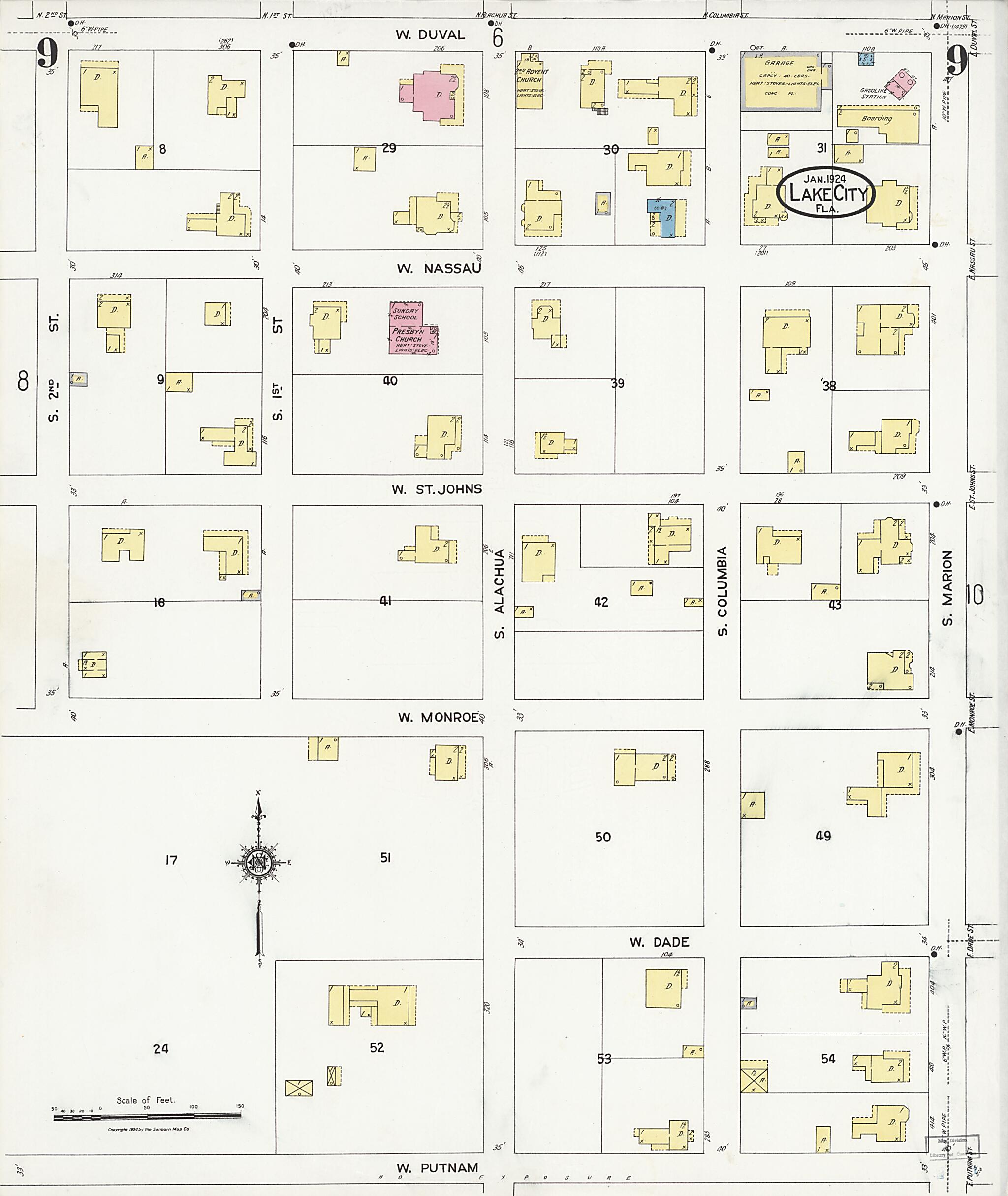 Lake City, Columbia County, Florida 1924 (Sheet 9) by Relic Map Company