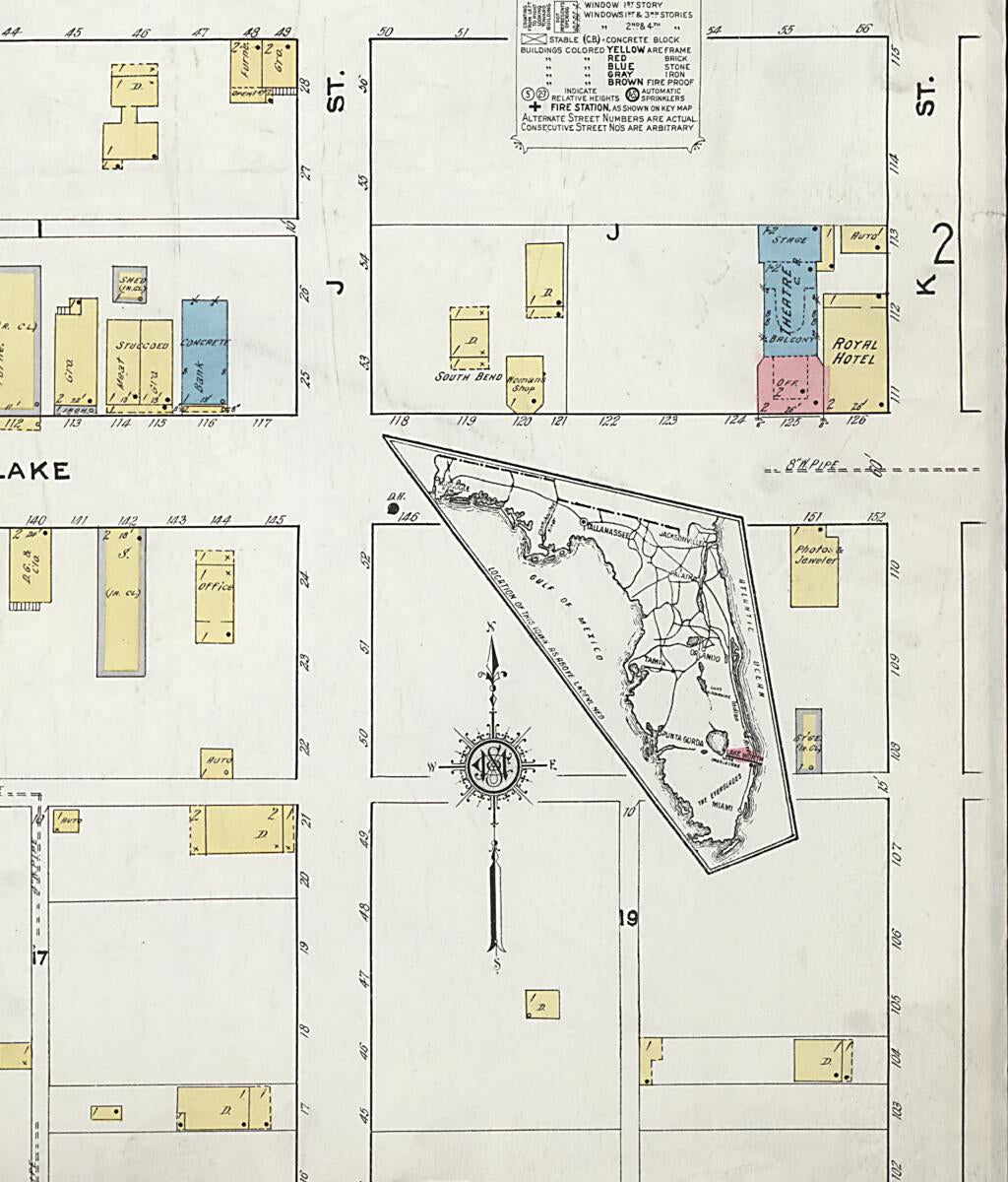 This old map of Lake Worth, Palm Beach County, Florida was created by Sanborn Map Company in 1918