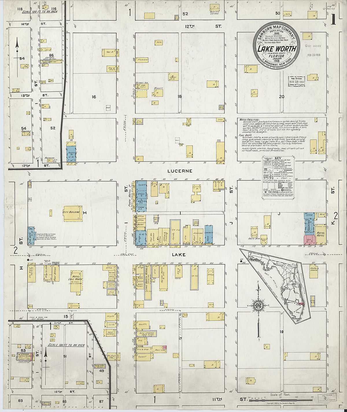 Lake Worth, Palm Beach County, Florida 1918 (Sheet 1 of 2) by Relic Map Company