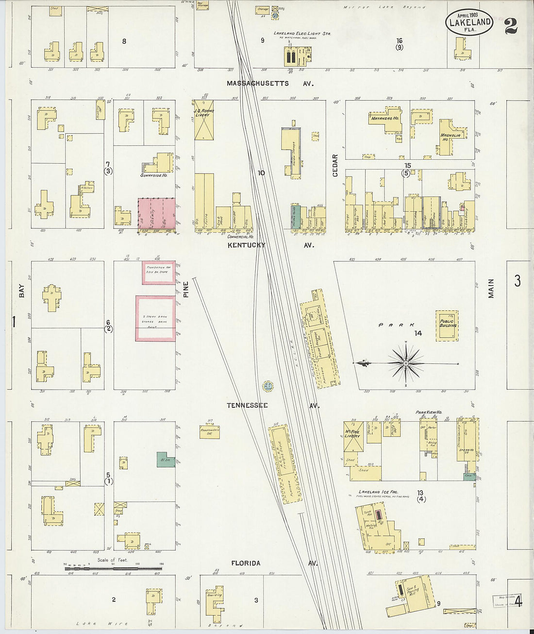 This old map of Lakeland, Polk County, Florida was created by Sanborn Map Company in 1903