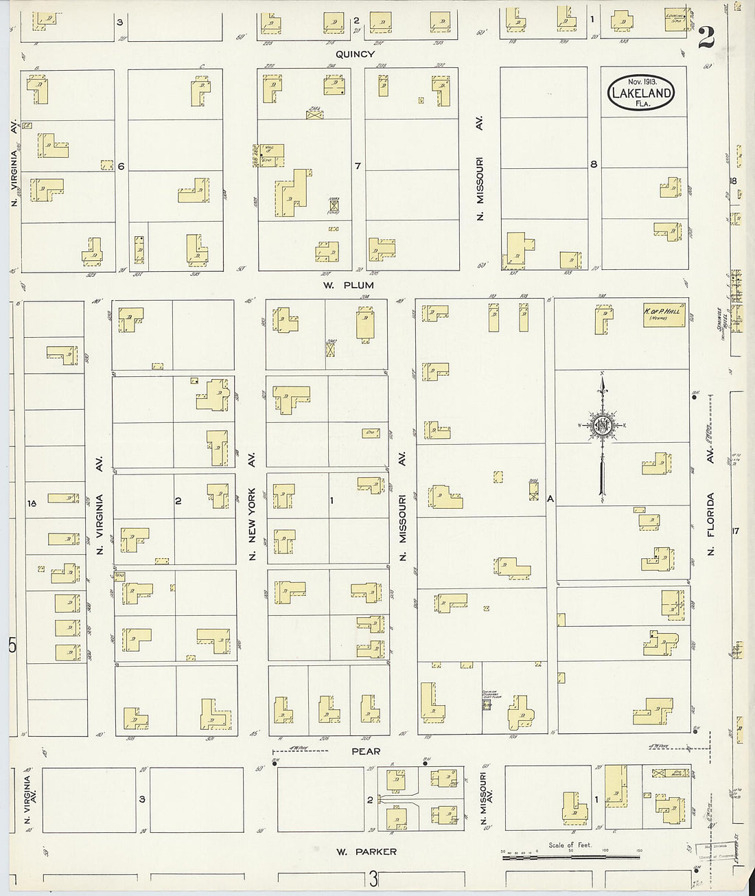 This old map of Lakeland, Polk County, Florida was created by Sanborn Map Company in 1913