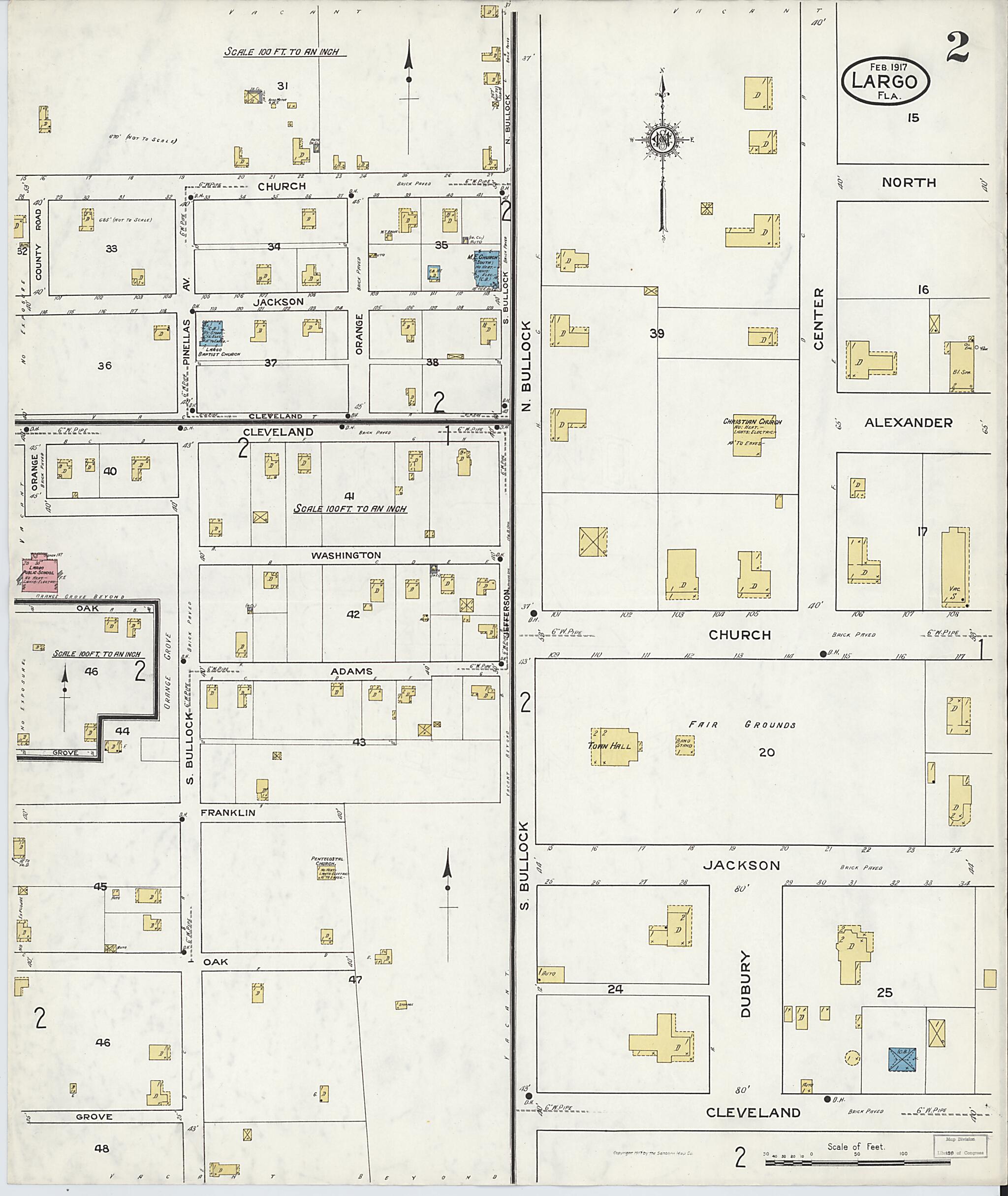 This old map of Largo, Pinellas County, Florida was created by Sanborn Map Company in 1917