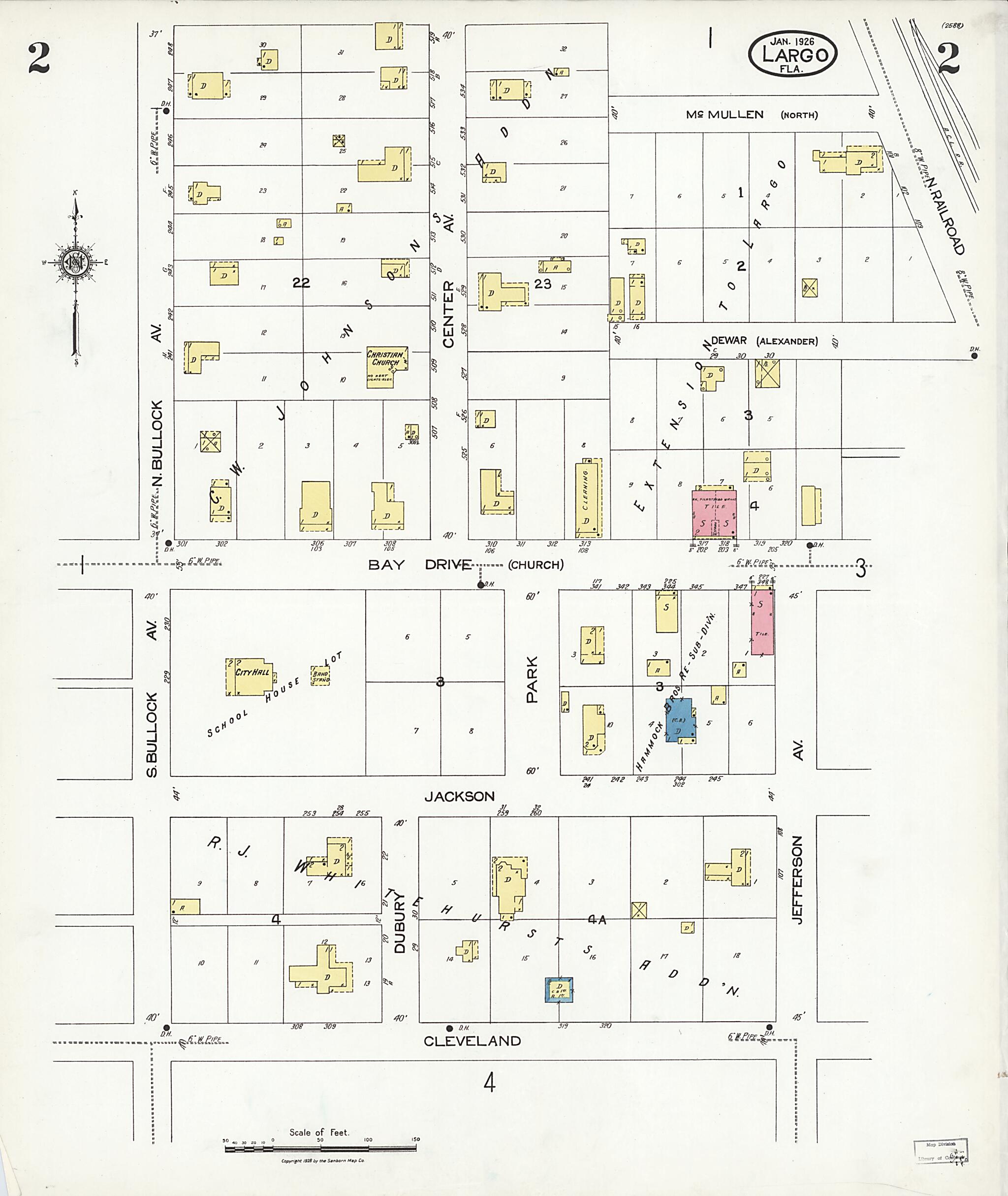 This old map of Largo, Pinellas County, Florida was created by Sanborn Map Company in 1926