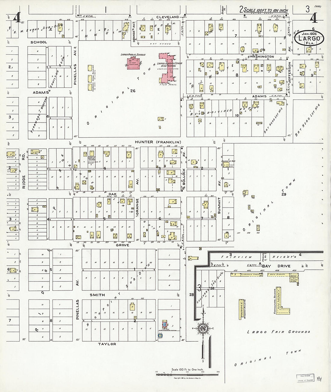 This old map of Largo, Pinellas County, Florida was created by Sanborn Map Company in 1926