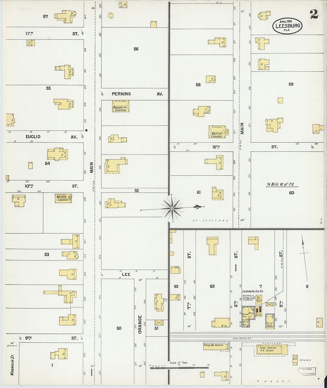This old map of Leesburg, Lake County, Florida was created by Sanborn Map Company in 1901