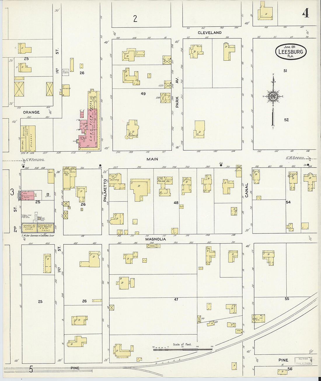 This old map of Leesburg, Lake County, Florida was created by Sanborn Map Company in 1911