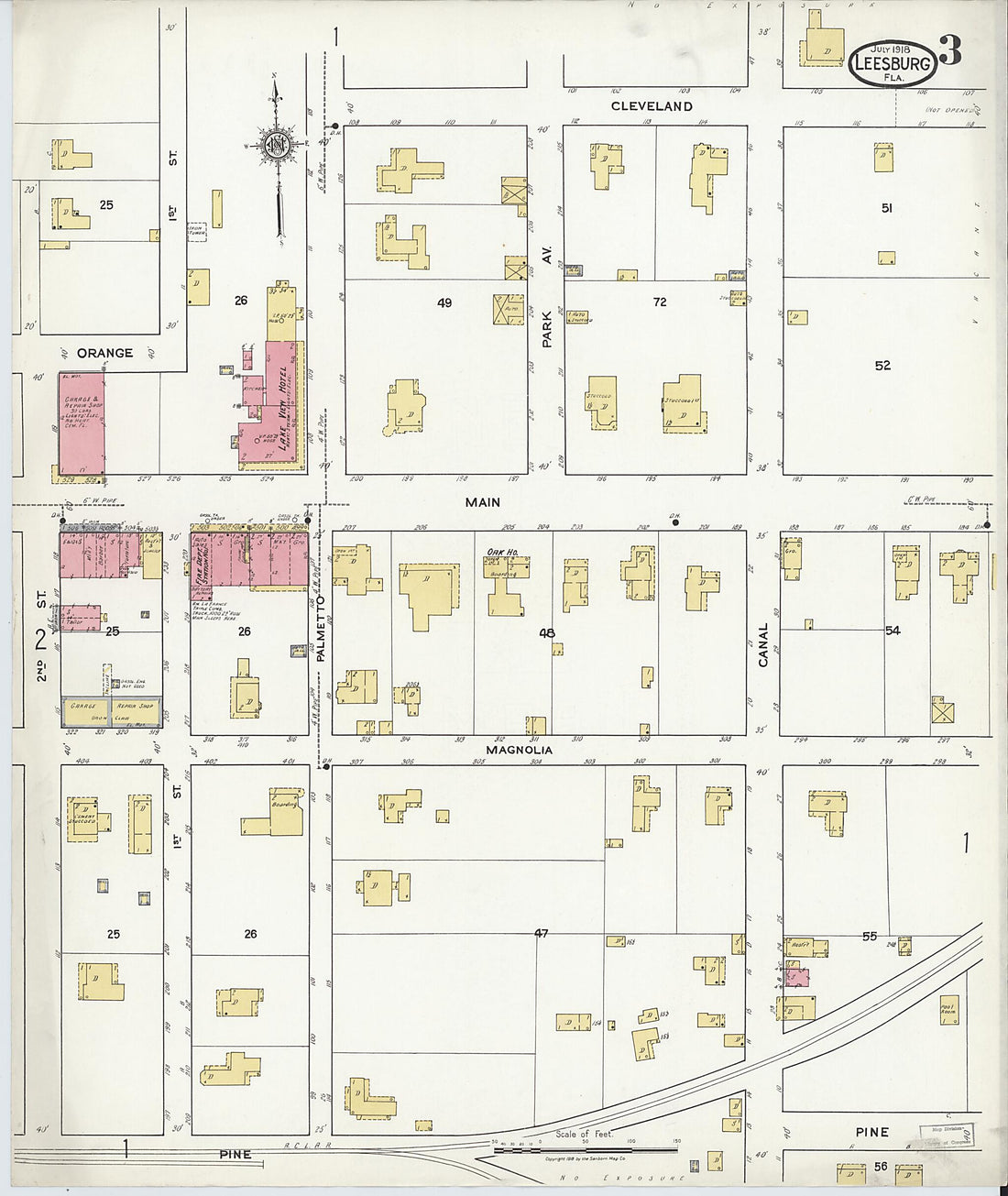 This old map of Leesburg, Lake County, Florida was created by Sanborn Map Company in 1918