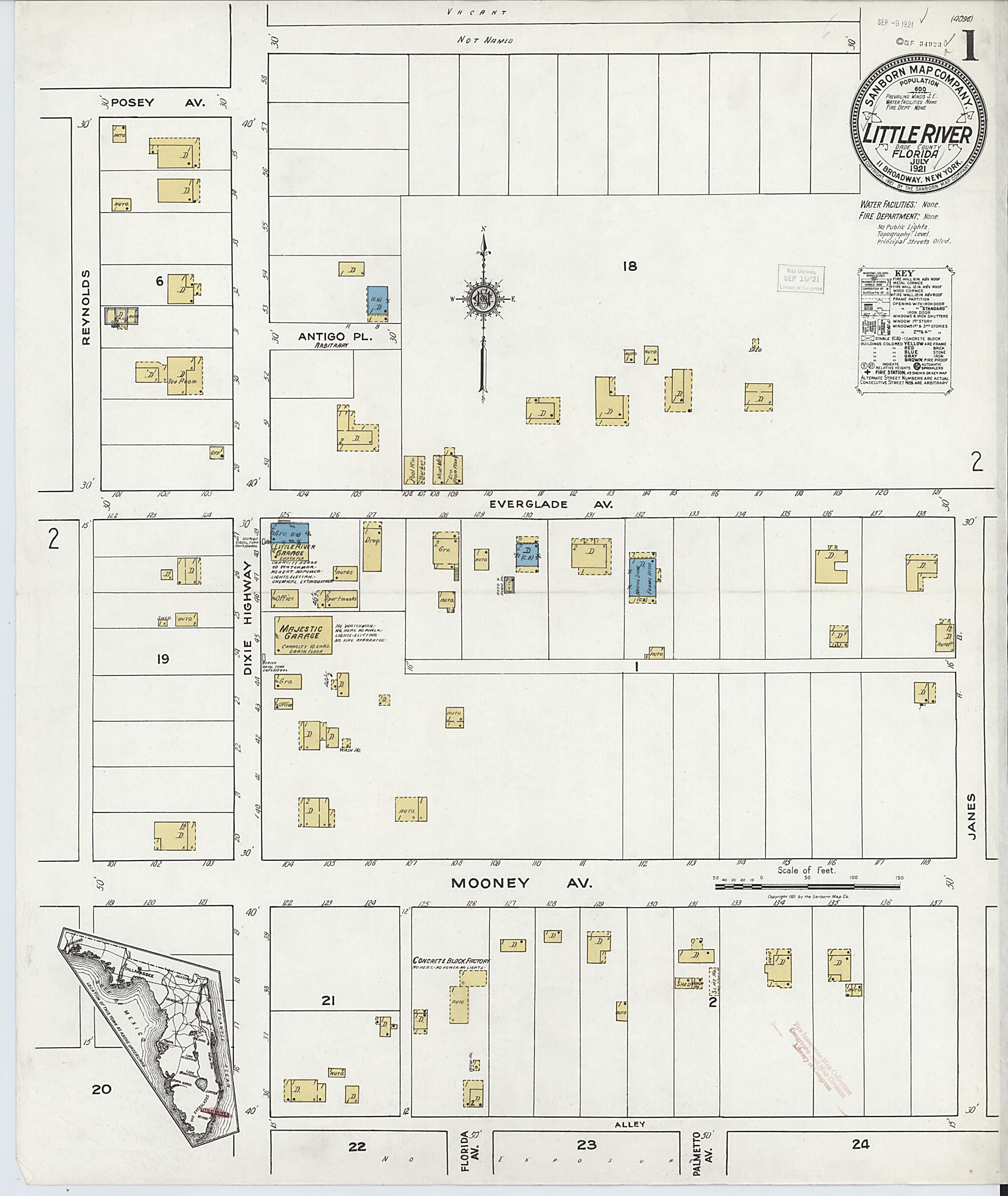 This old map of Little River, Dade County, Florida was created by Sanborn Map Company in 1921