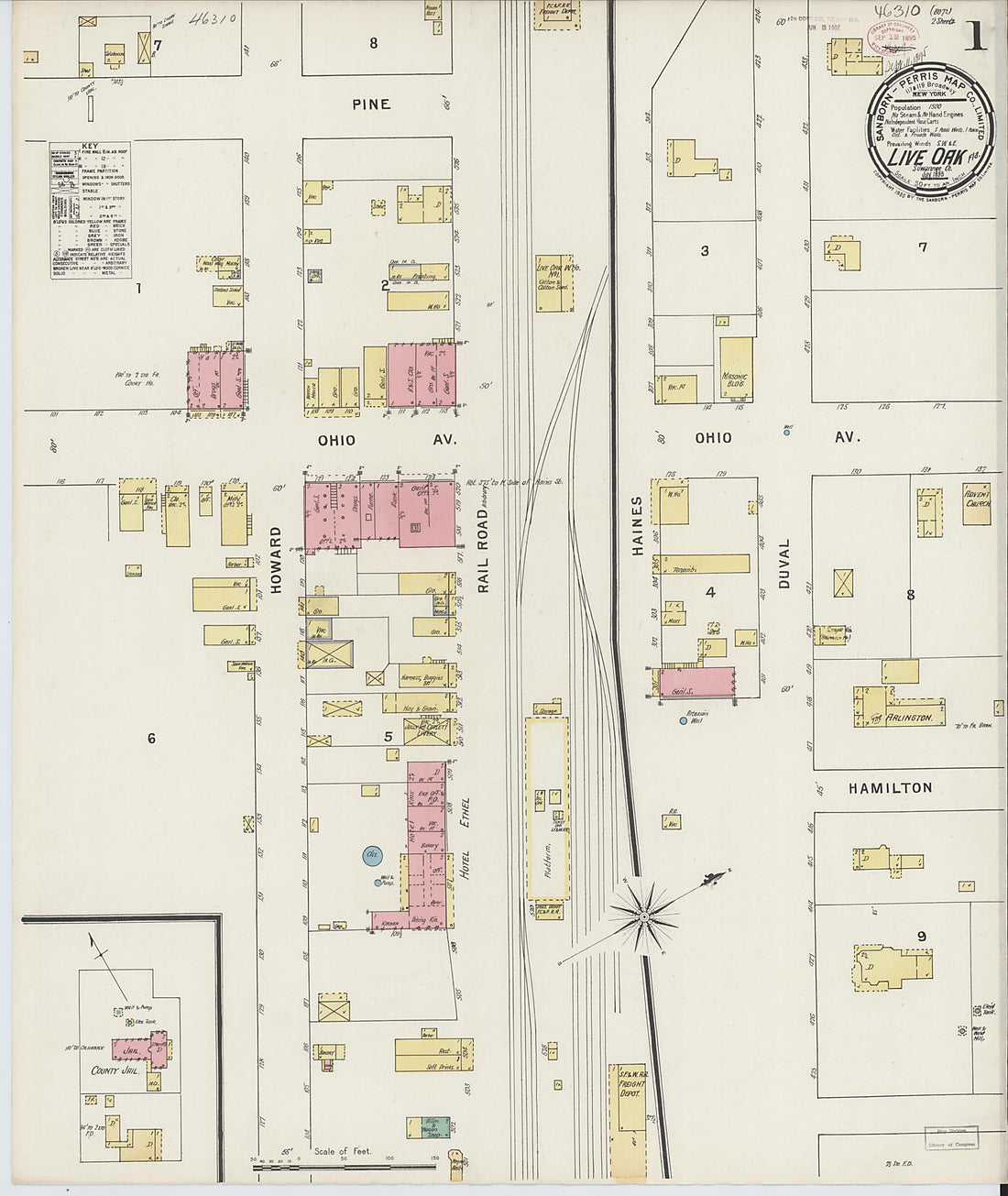 This old map of Live Oak, Suwanee County, Florida was created by Sanborn Map Company in 1895