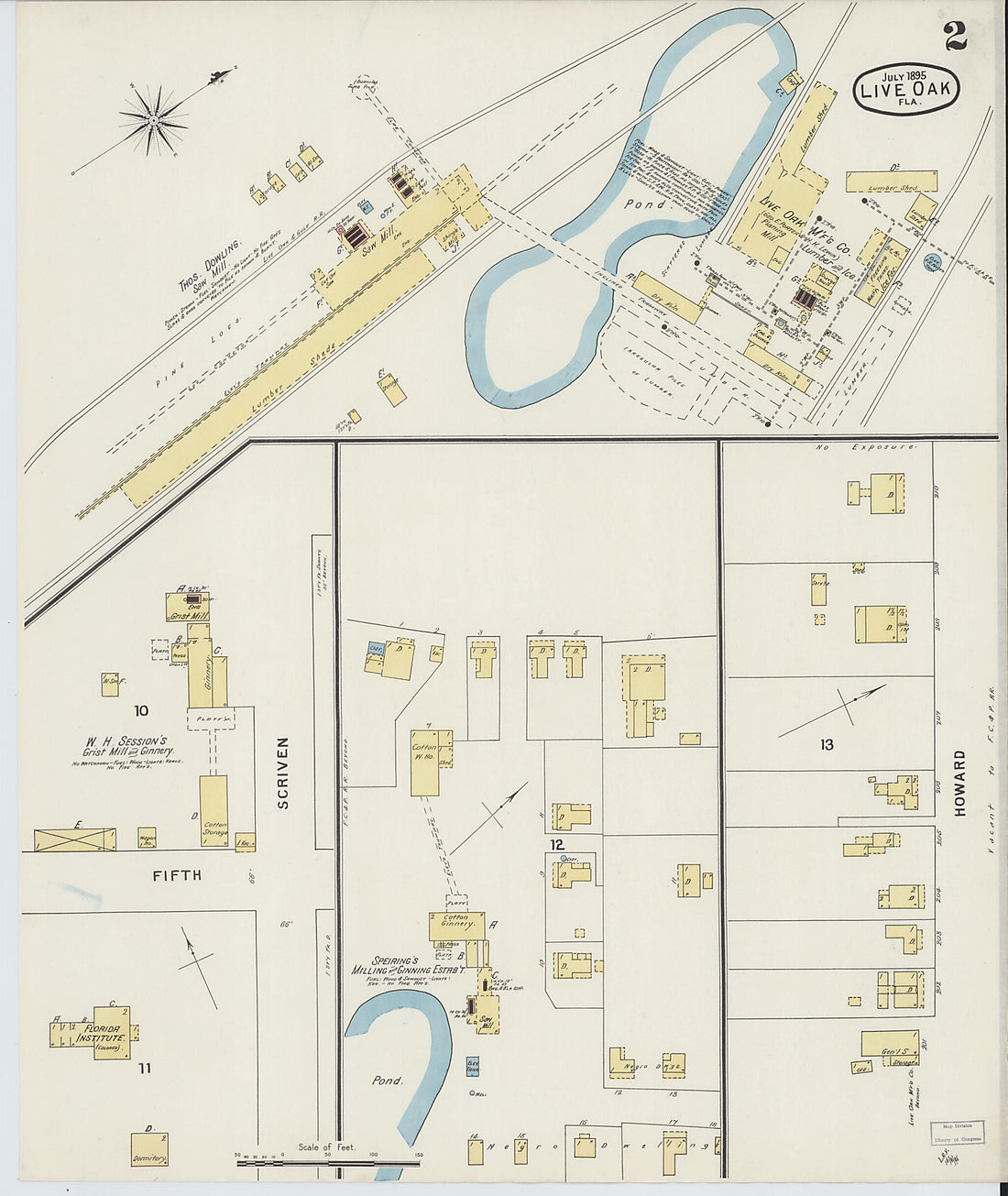 This old map of Live Oak, Suwanee County, Florida was created by Sanborn Map Company in 1895