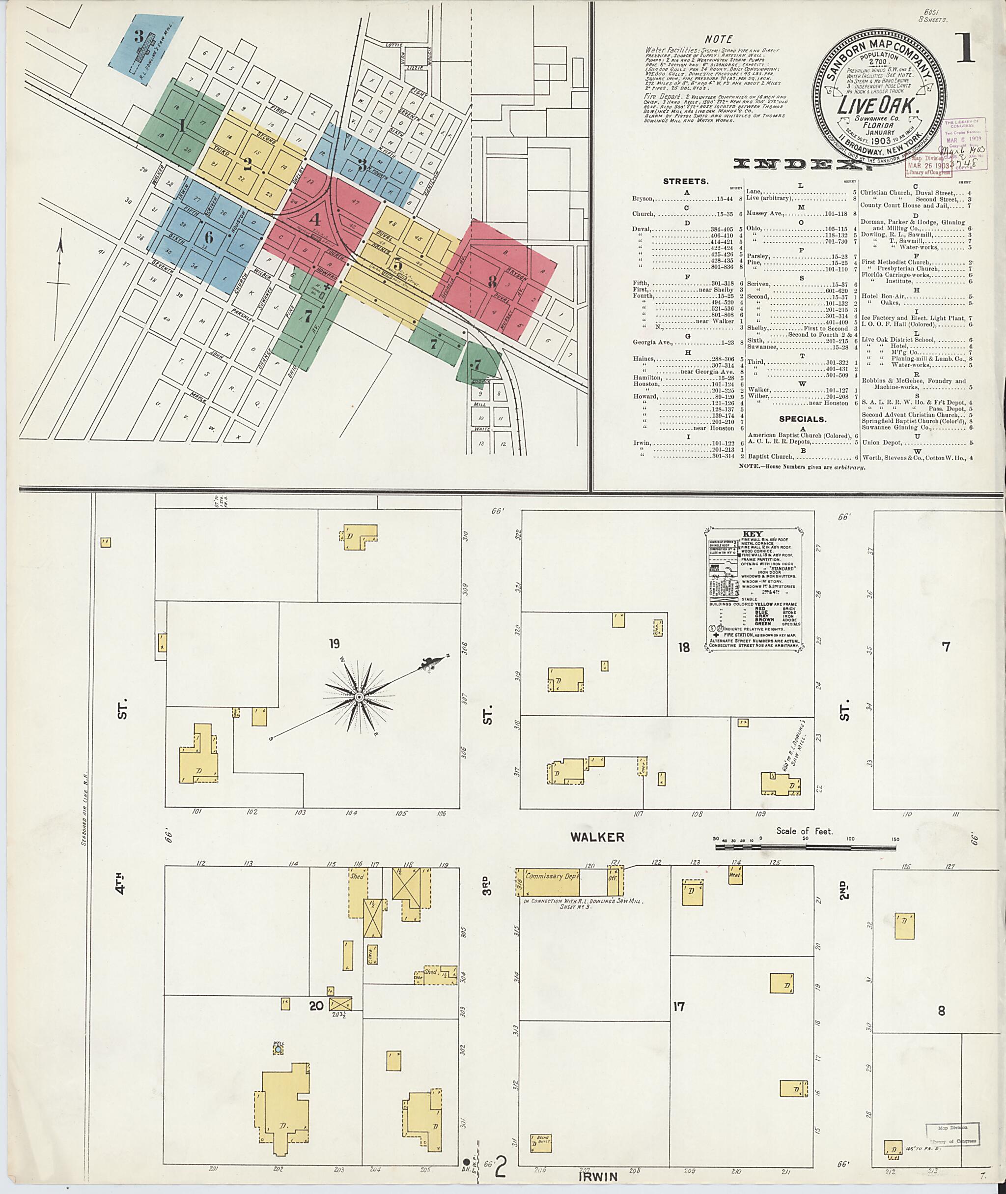 This old map of Live Oak, Suwanee County, Florida was created by Sanborn Map Company in 1903