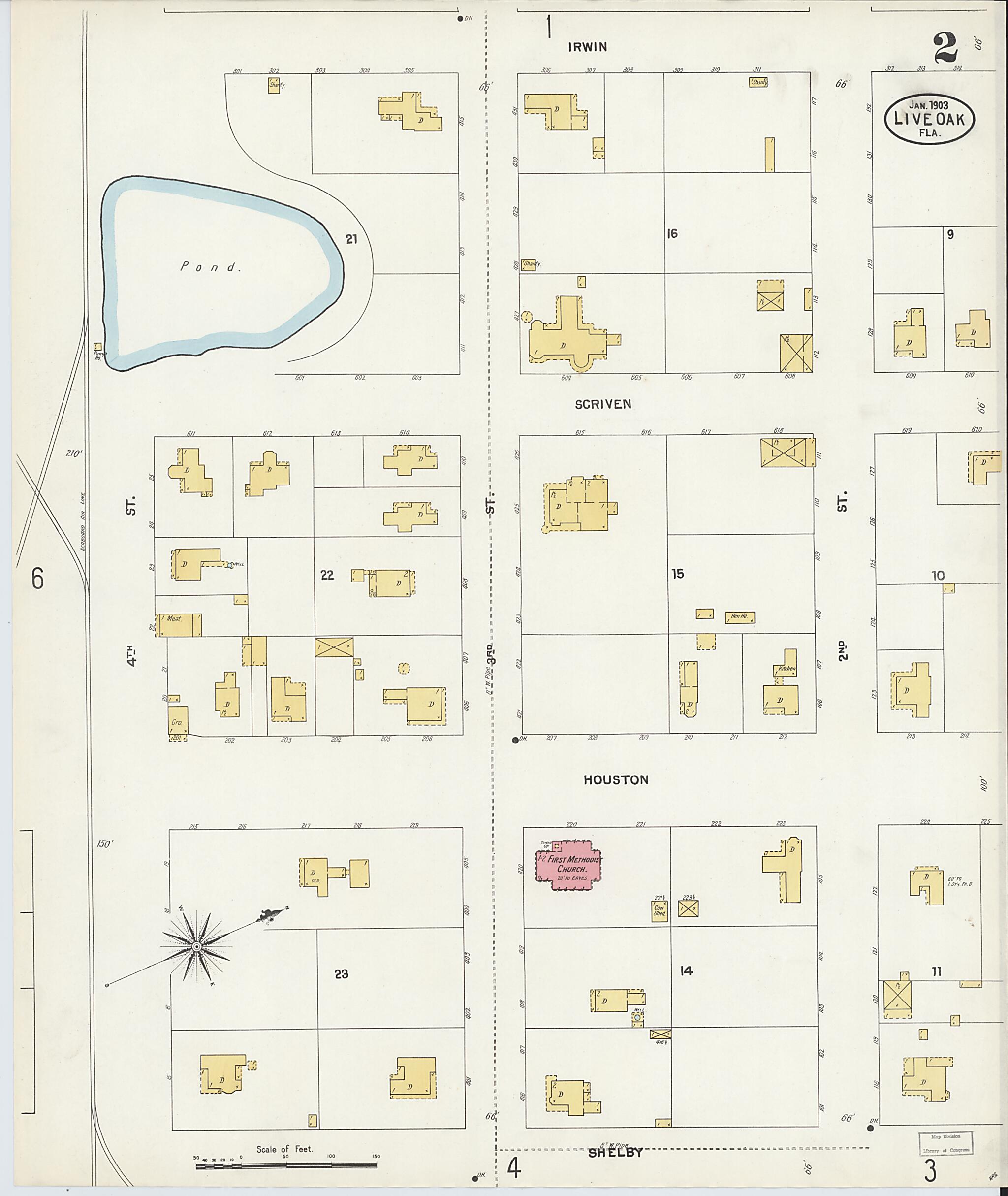 This old map of Live Oak, Suwanee County, Florida was created by Sanborn Map Company in 1903