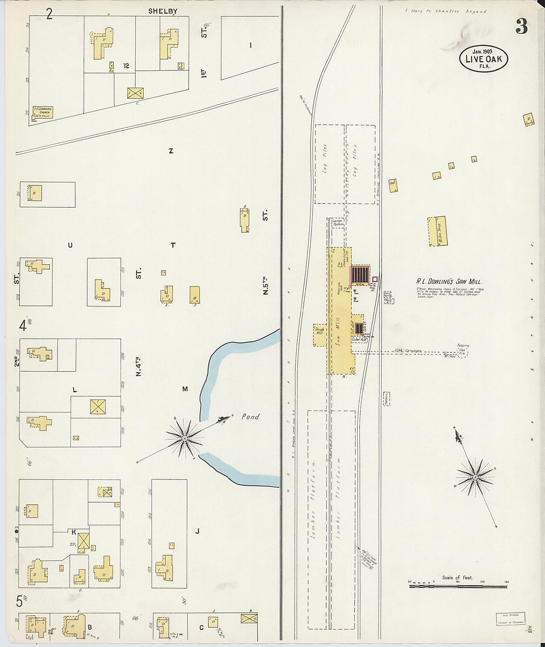 This old map of Live Oak, Suwanee County, Florida was created by Sanborn Map Company in 1903