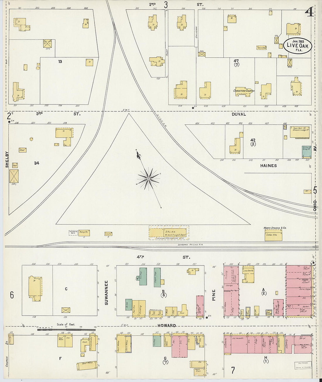 This old map of Live Oak, Suwanee County, Florida was created by Sanborn Map Company in 1903