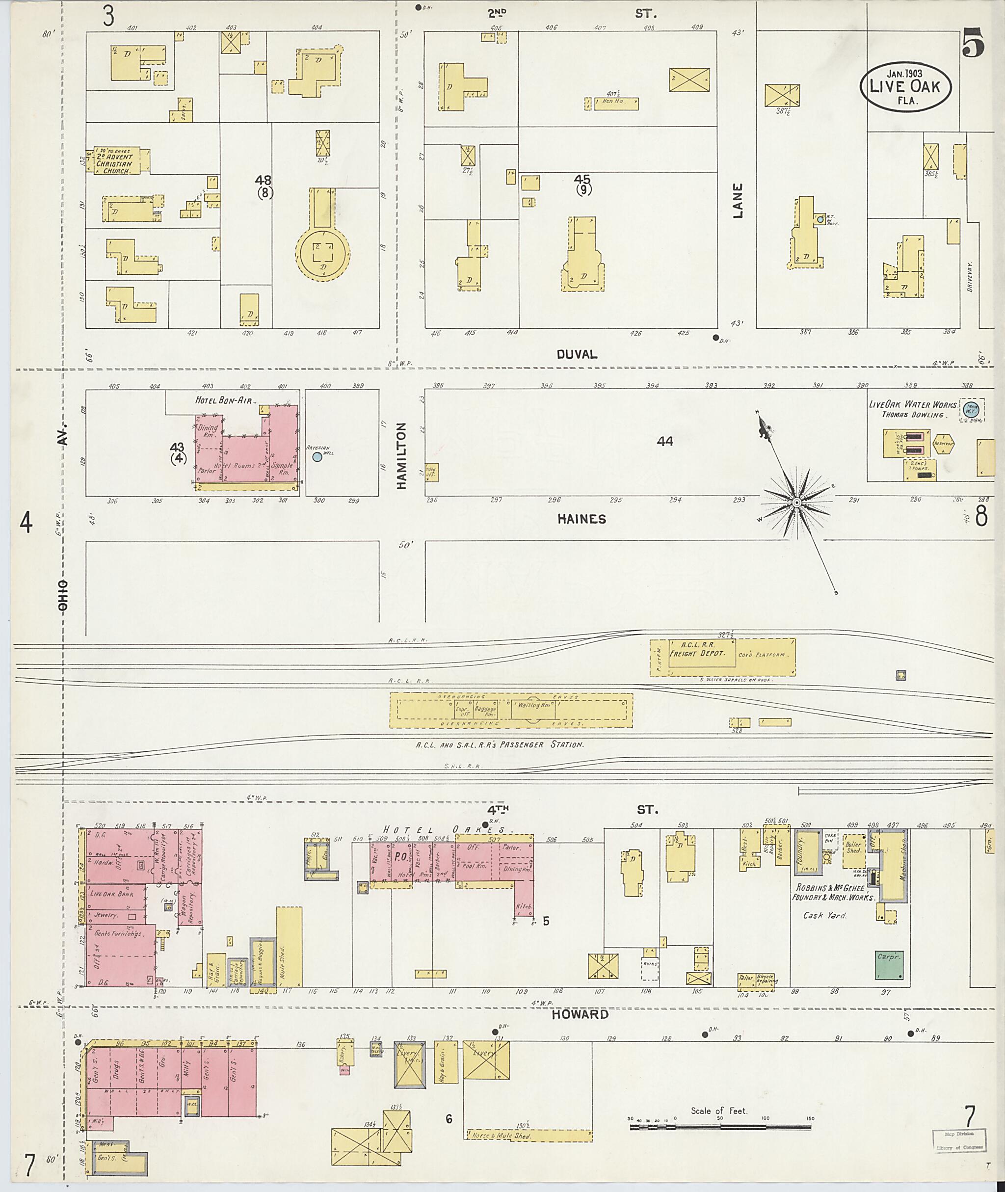 This old map of Live Oak, Suwanee County, Florida was created by Sanborn Map Company in 1903