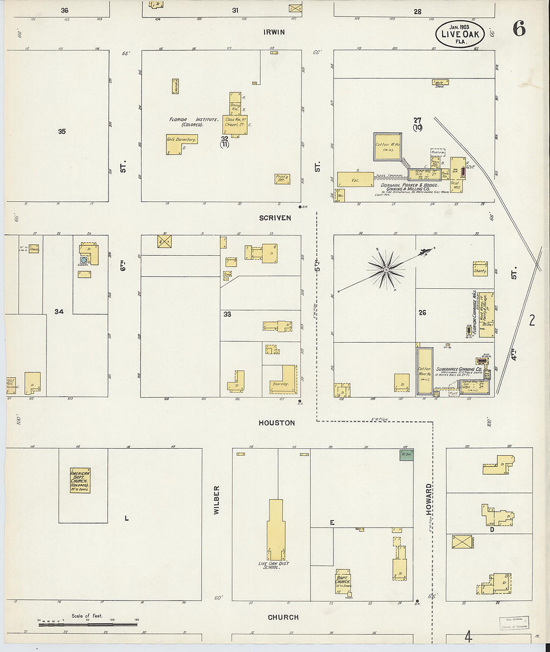 This old map of Live Oak, Suwanee County, Florida was created by Sanborn Map Company in 1903