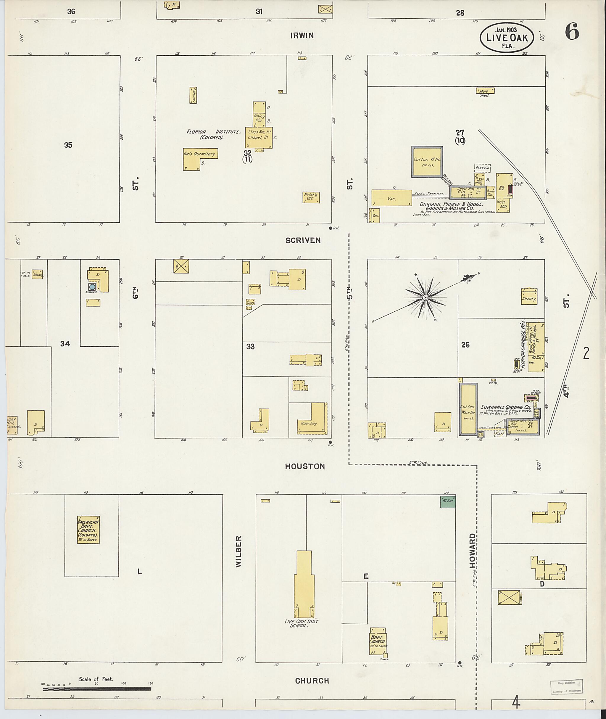 This old map of Live Oak, Suwanee County, Florida was created by Sanborn Map Company in 1903