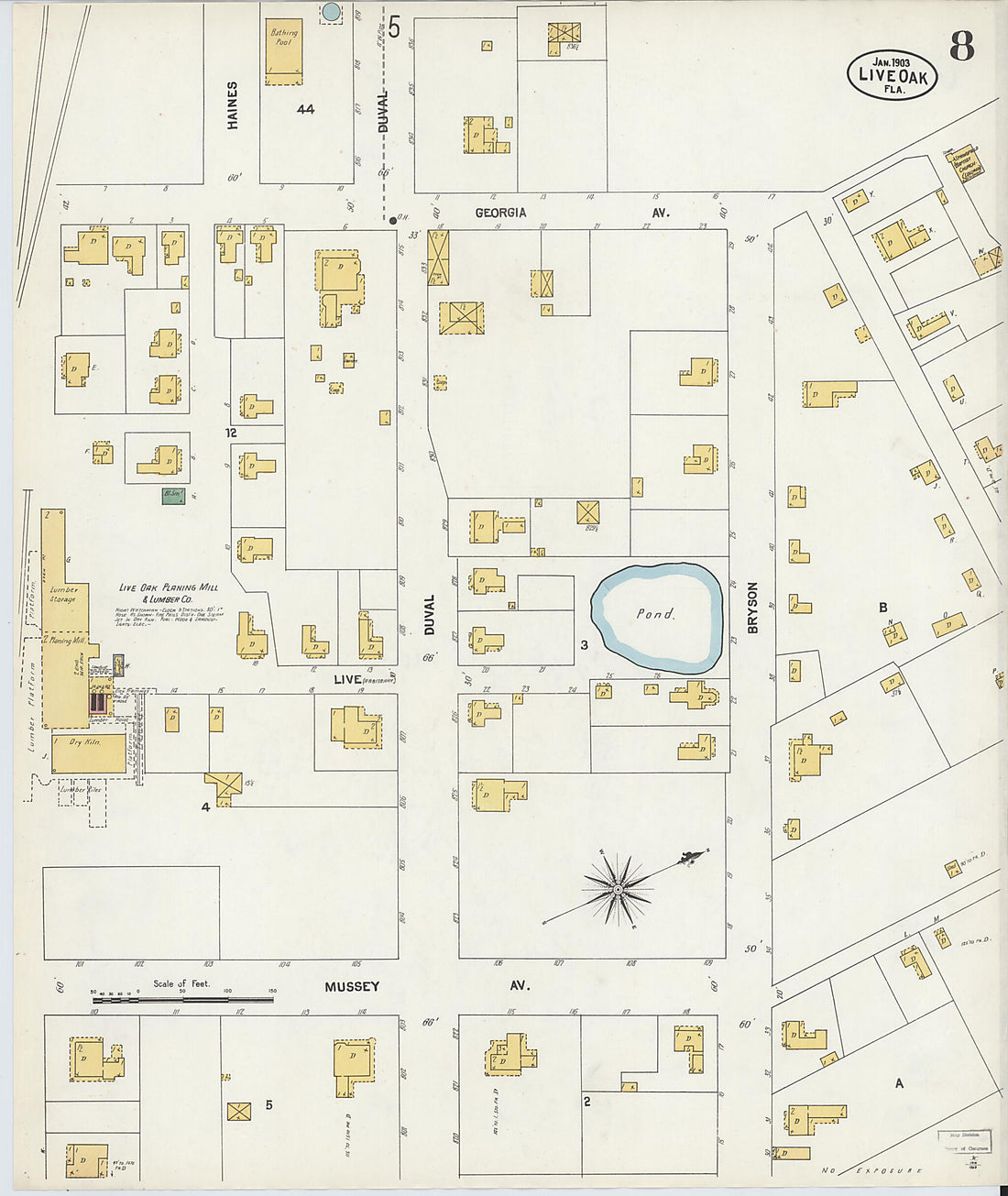 This old map of Live Oak, Suwanee County, Florida was created by Sanborn Map Company in 1903