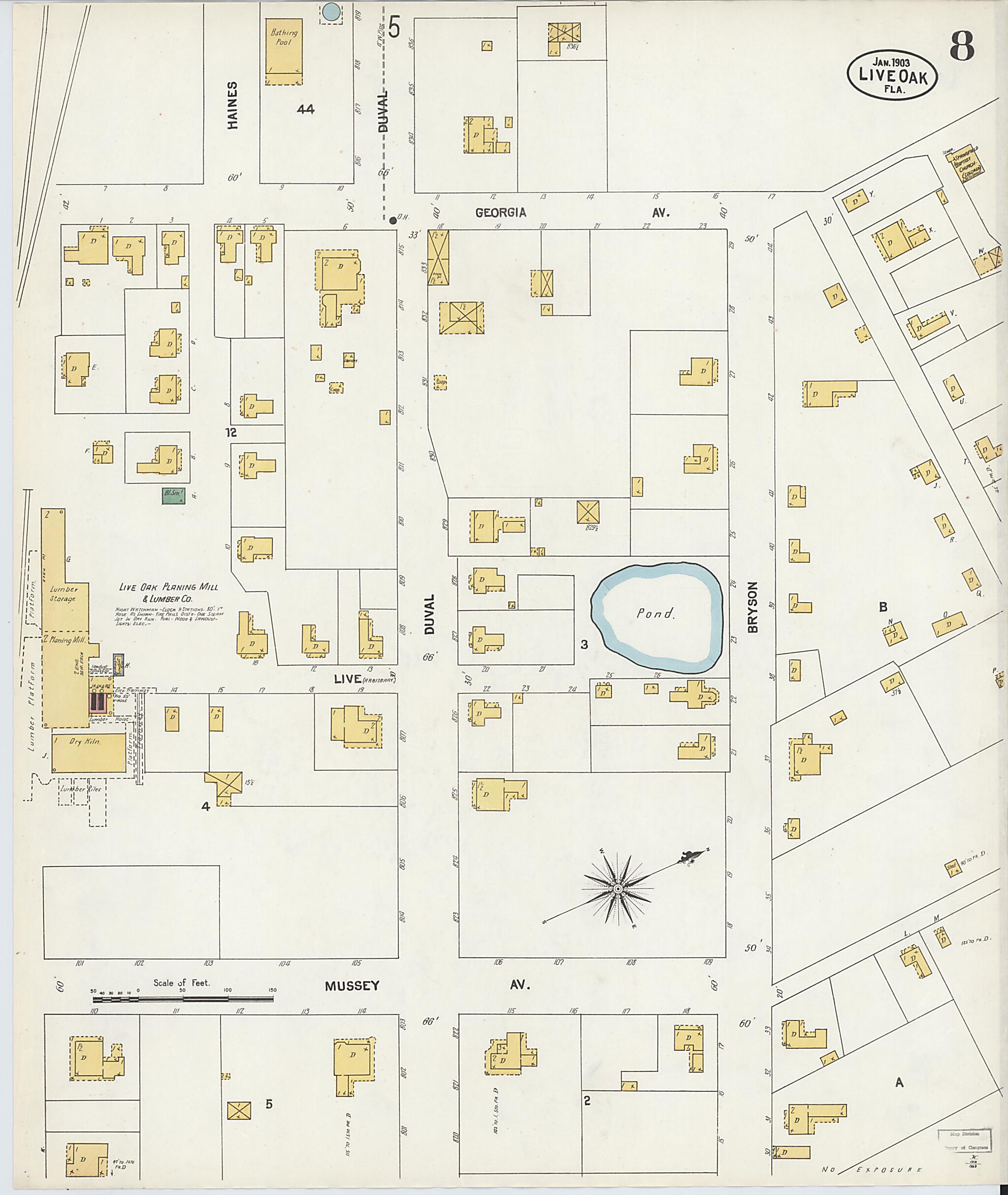 This old map of Live Oak, Suwanee County, Florida was created by Sanborn Map Company in 1903