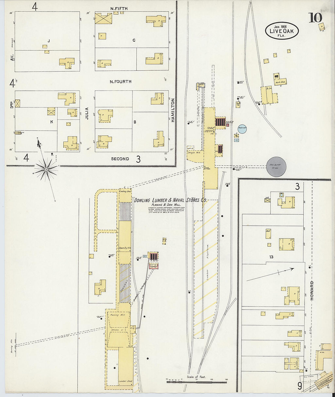 This old map of Live Oak, Suwanee County, Florida was created by Sanborn Map Company in 1906