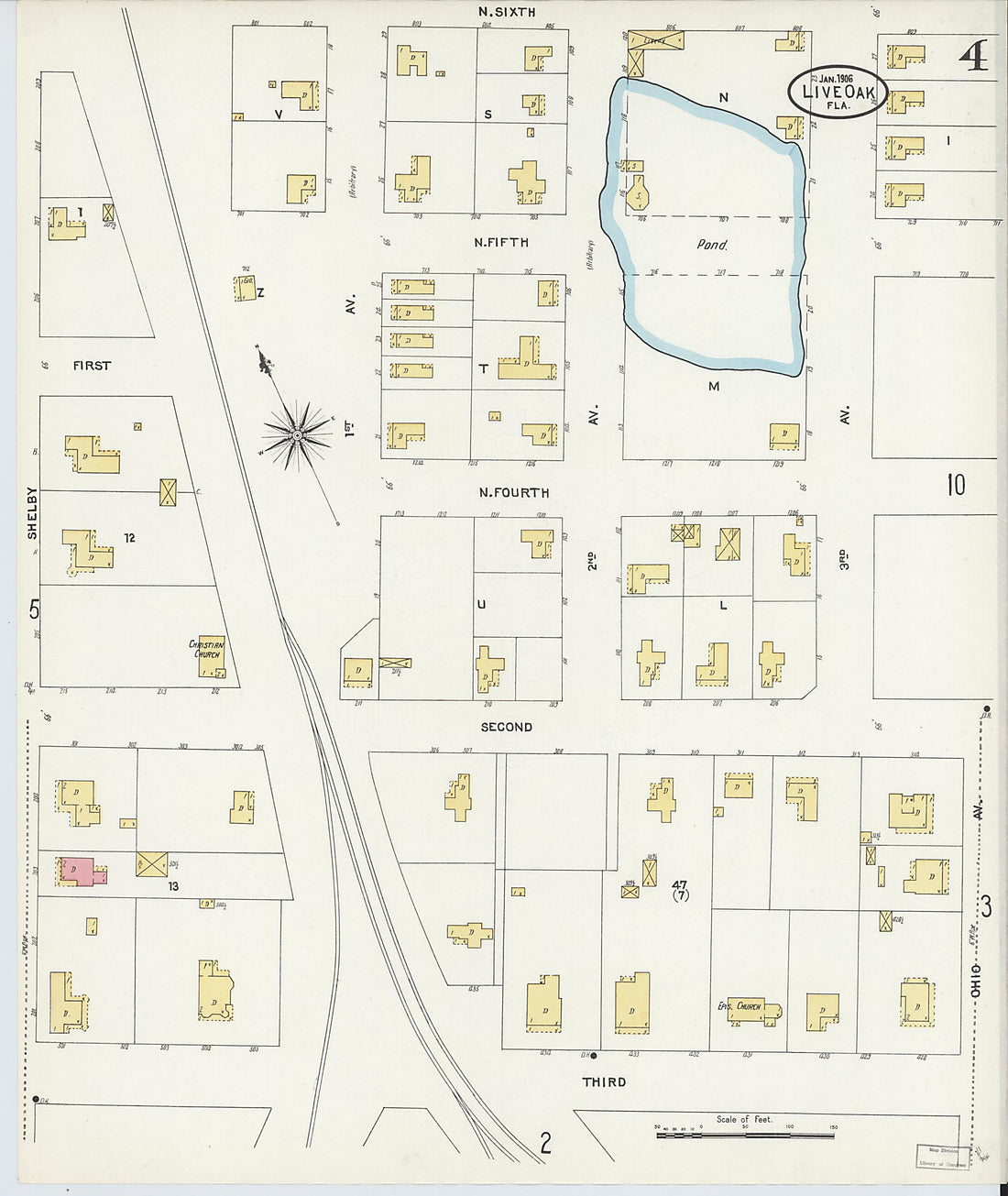 This old map of Live Oak, Suwanee County, Florida was created by Sanborn Map Company in 1906