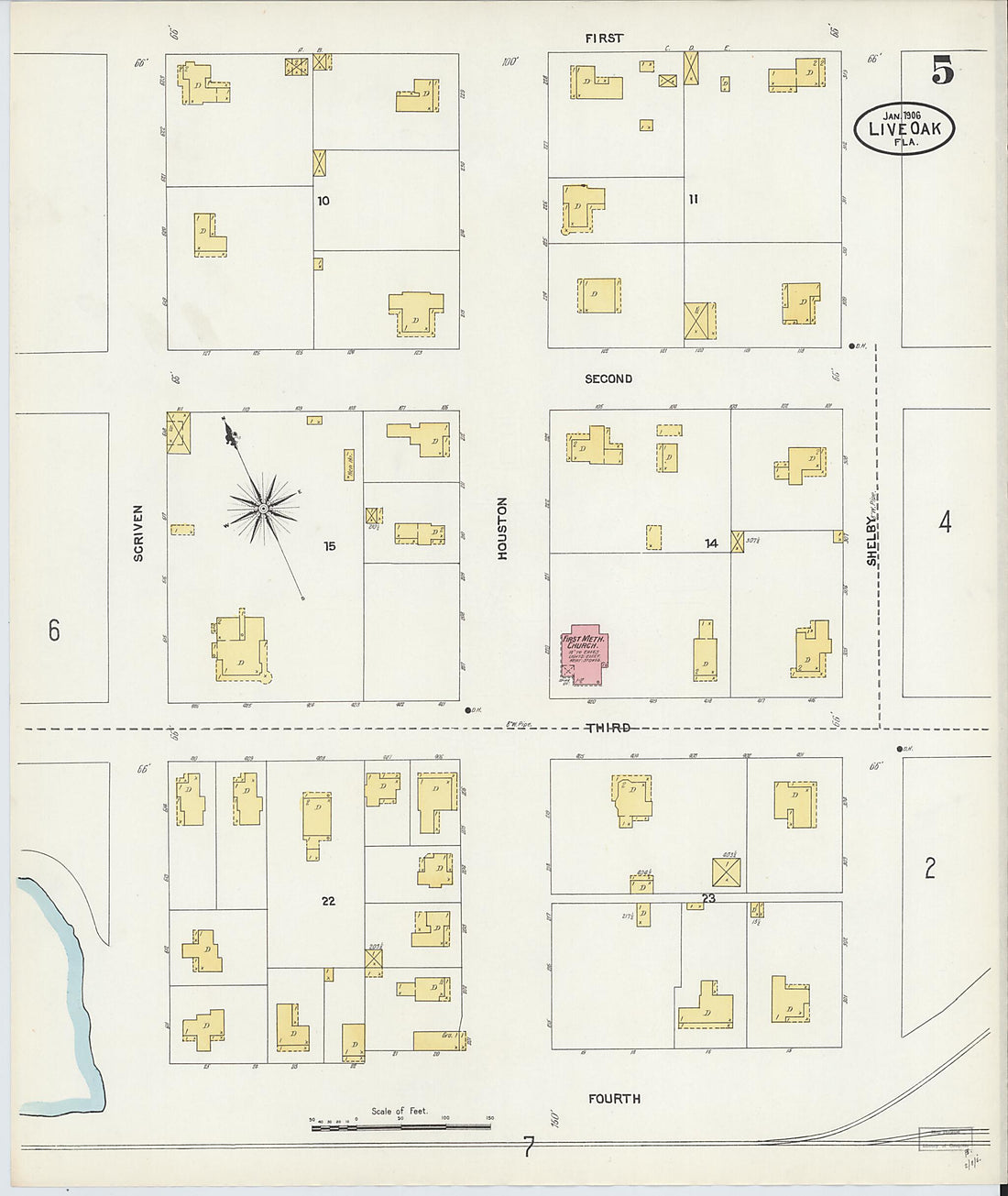 This old map of Live Oak, Suwanee County, Florida was created by Sanborn Map Company in 1906