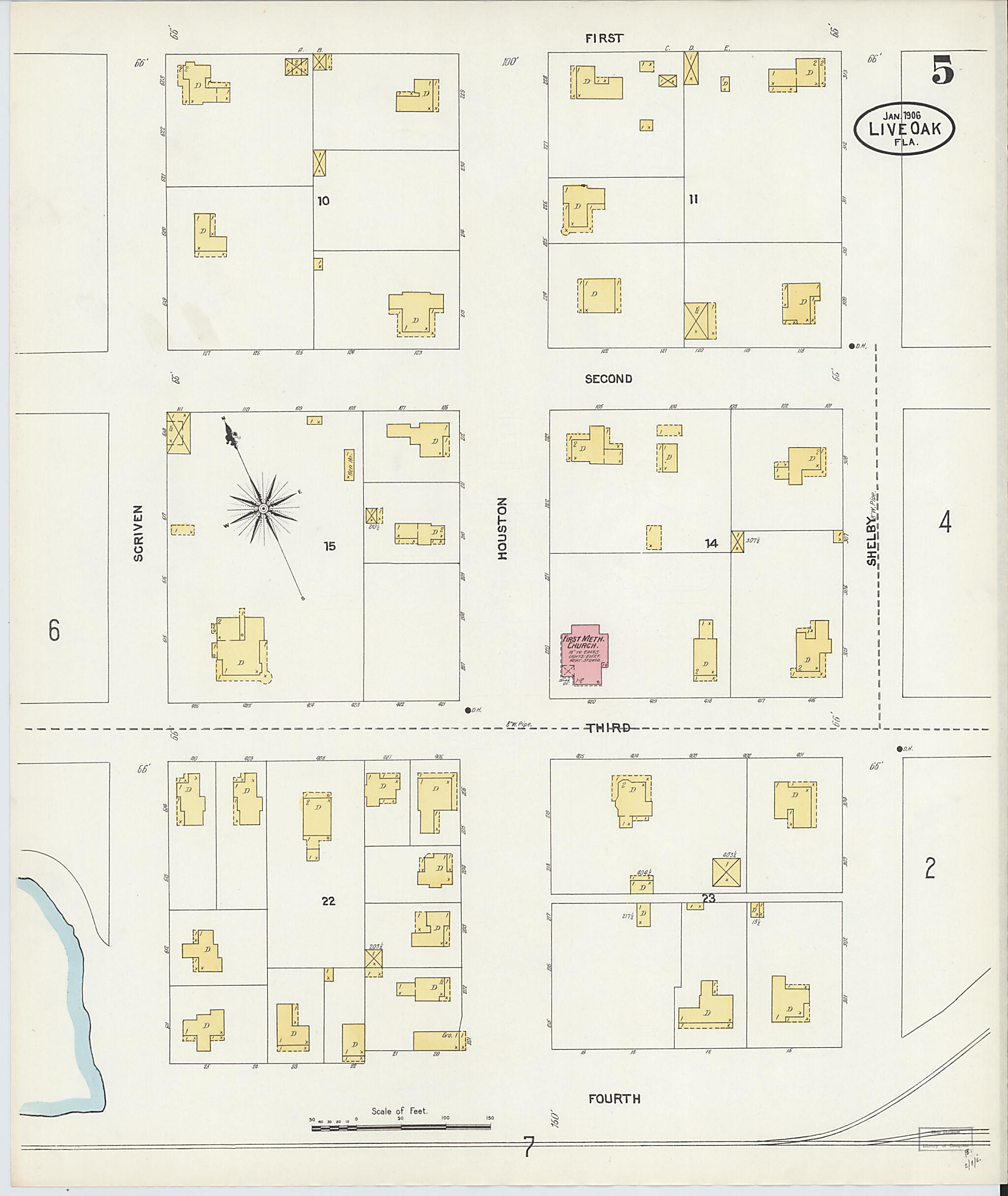 This old map of Live Oak, Suwanee County, Florida was created by Sanborn Map Company in 1906