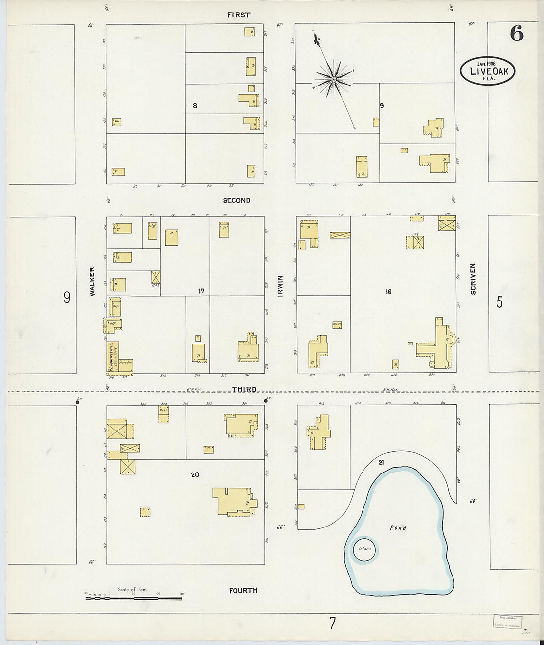 This old map of Live Oak, Suwanee County, Florida was created by Sanborn Map Company in 1906