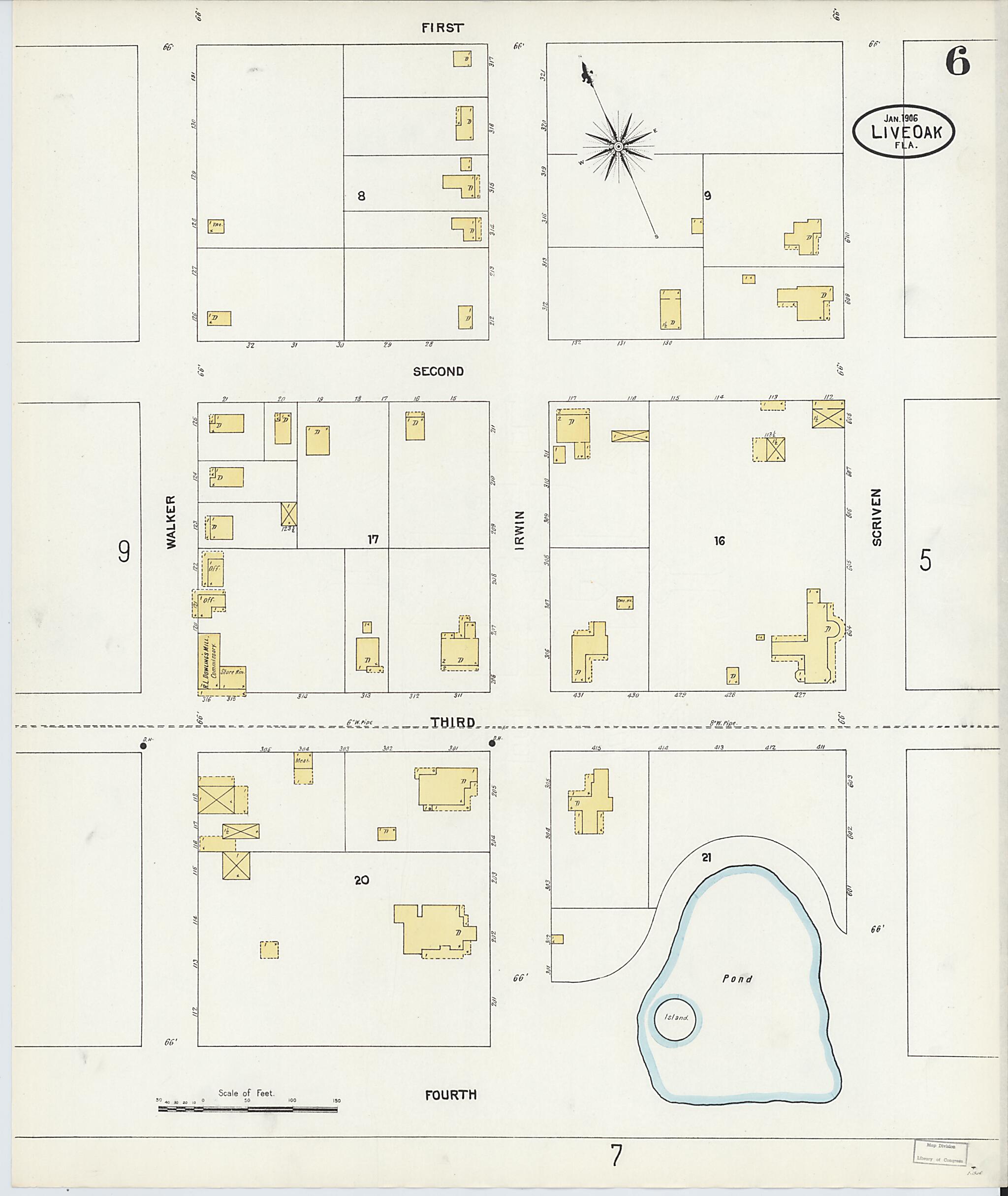 This old map of Live Oak, Suwanee County, Florida was created by Sanborn Map Company in 1906
