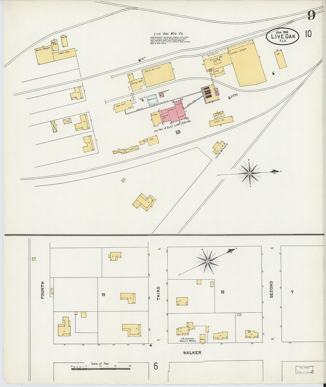 This old map of Live Oak, Suwanee County, Florida was created by Sanborn Map Company in 1906