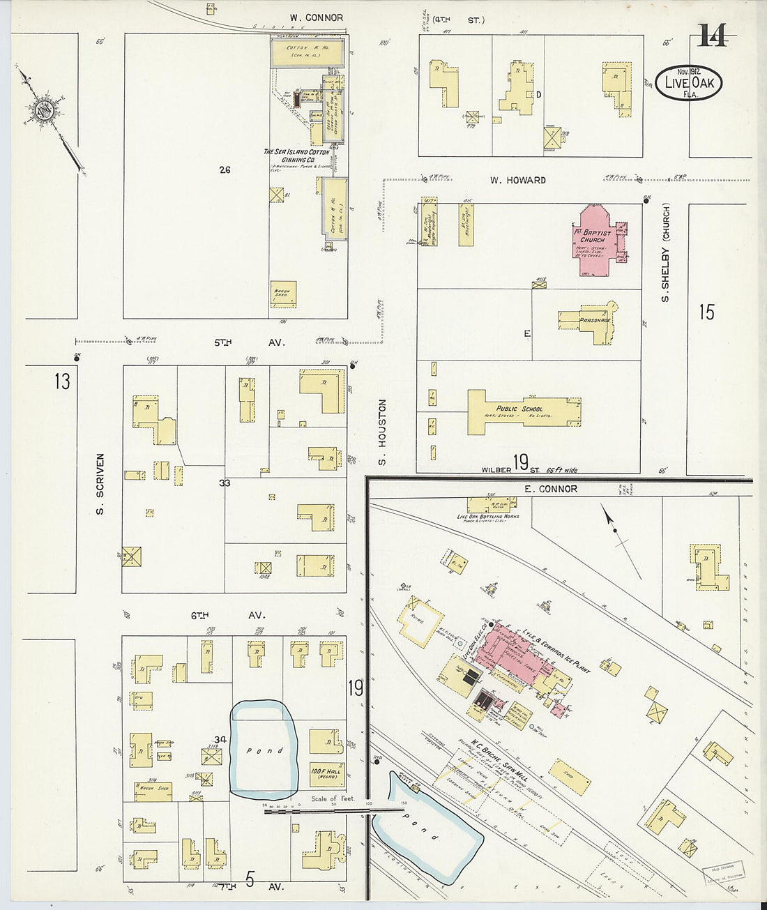 This old map of Live Oak, Suwanee County, Florida was created by Sanborn Map Company in 1912