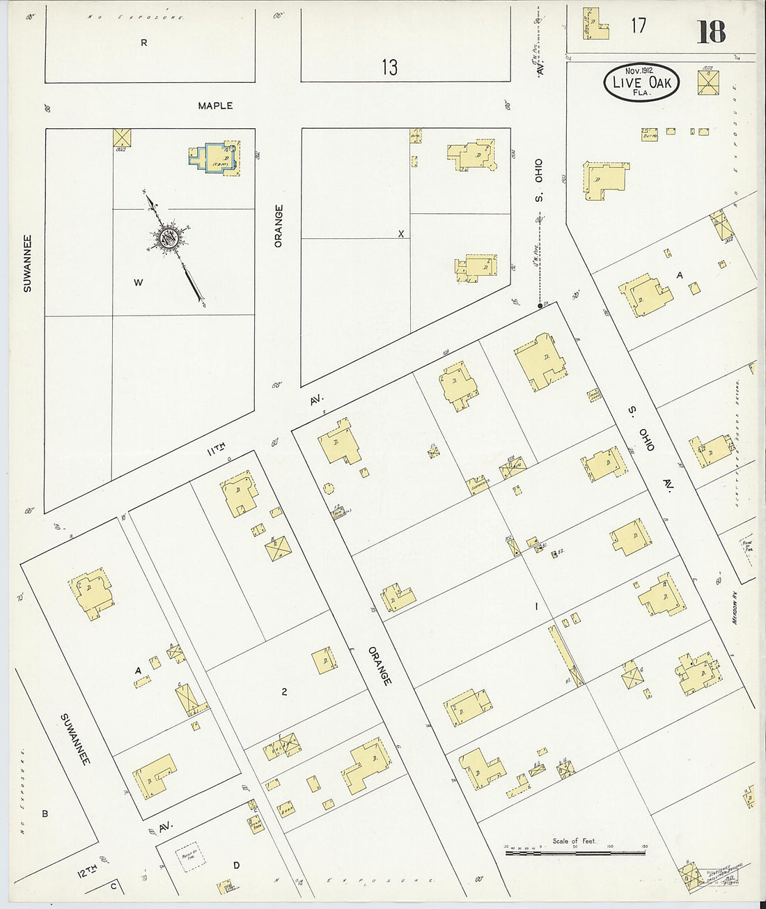 This old map of Live Oak, Suwanee County, Florida was created by Sanborn Map Company in 1912
