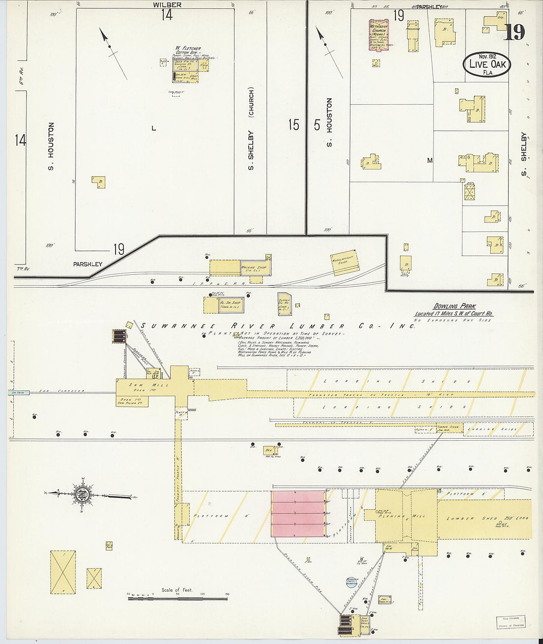 This old map of Live Oak, Suwanee County, Florida was created by Sanborn Map Company in 1912