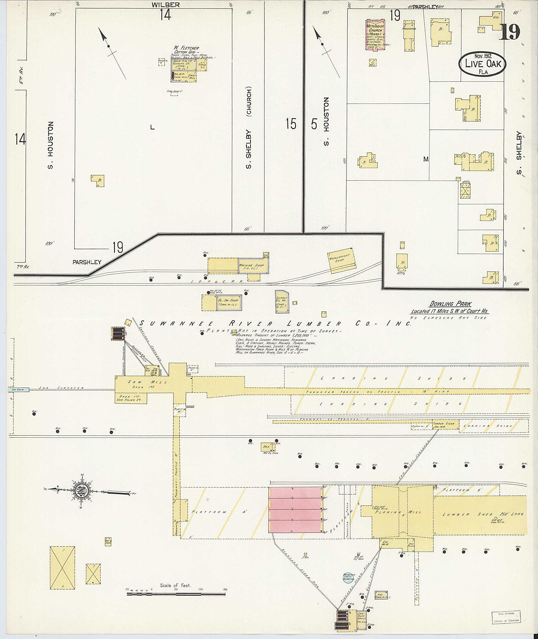 This old map of Live Oak, Suwanee County, Florida was created by Sanborn Map Company in 1912