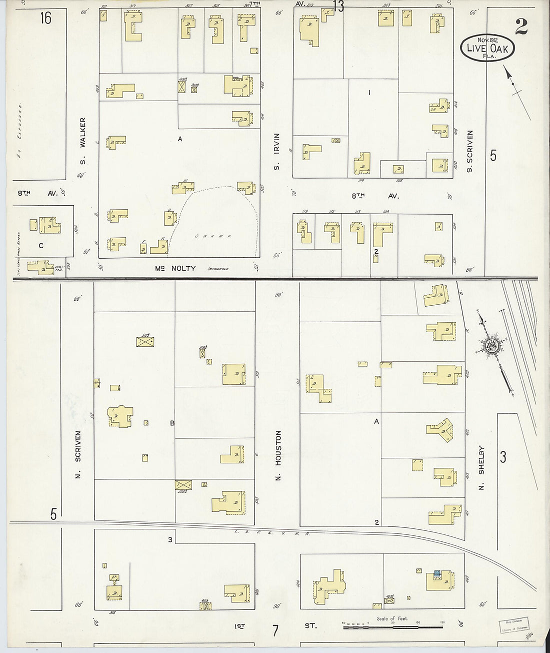 This old map of Live Oak, Suwanee County, Florida was created by Sanborn Map Company in 1912