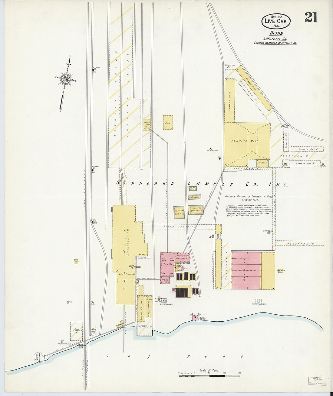 This old map of Live Oak, Suwanee County, Florida was created by Sanborn Map Company in 1912