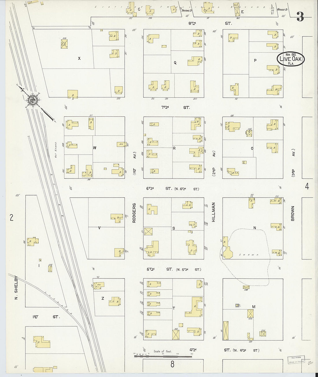 This old map of Live Oak, Suwanee County, Florida was created by Sanborn Map Company in 1912