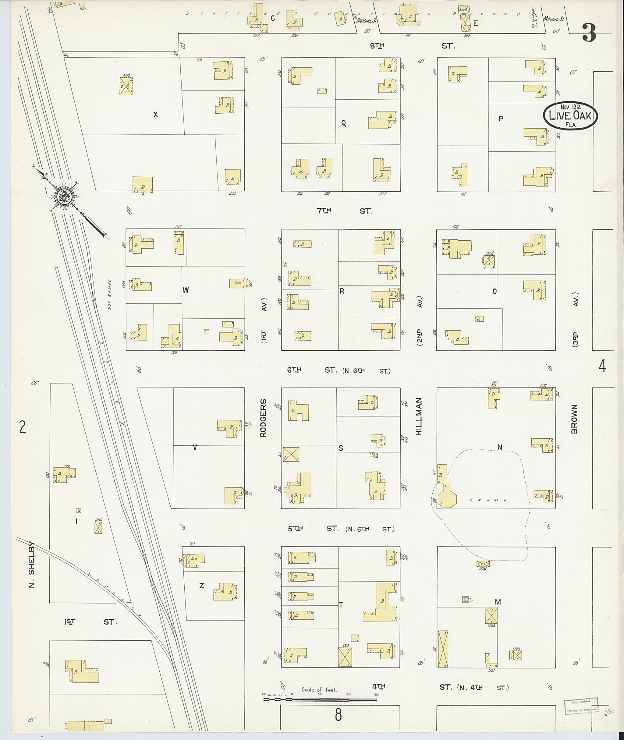This old map of Live Oak, Suwanee County, Florida was created by Sanborn Map Company in 1912