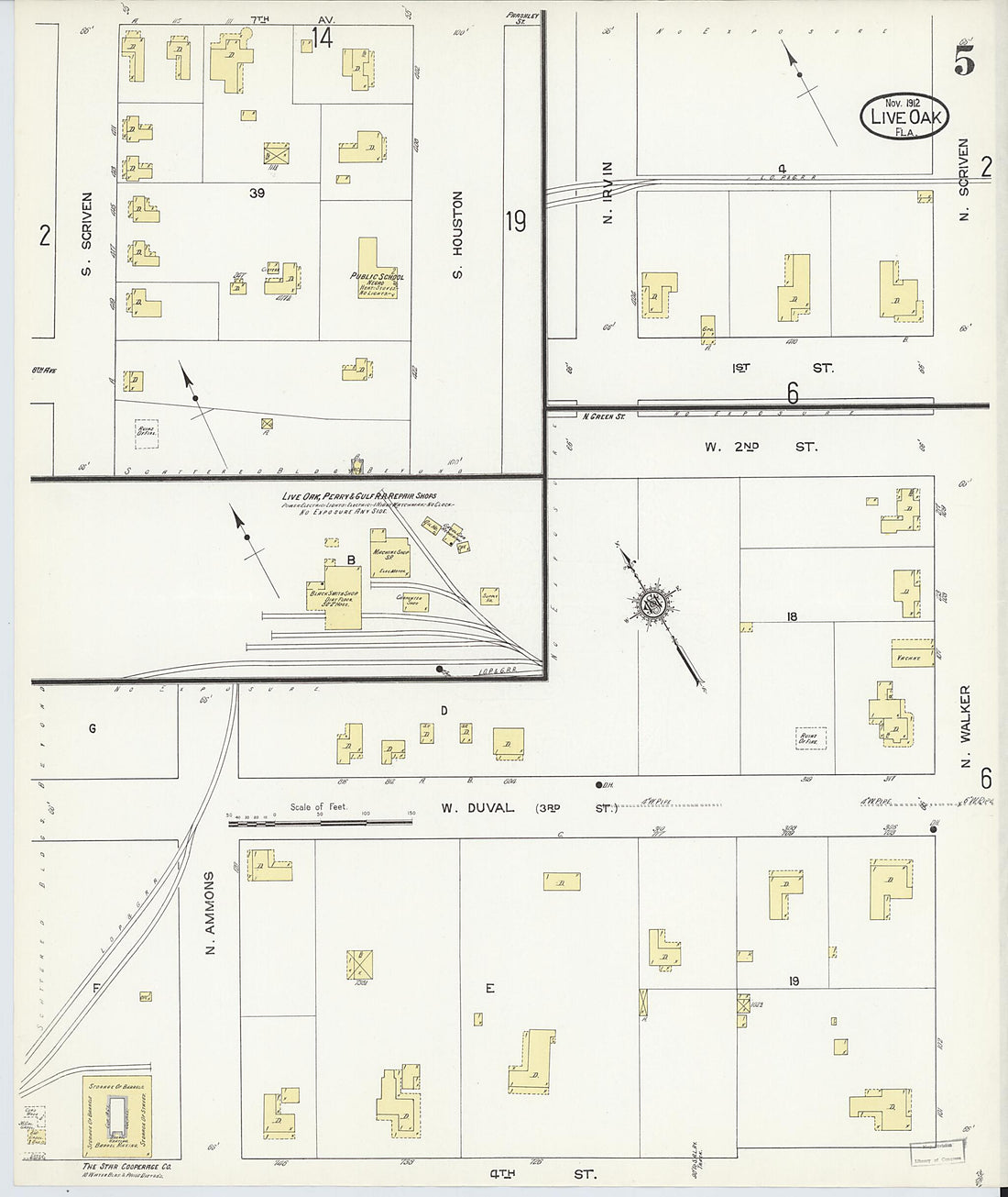 This old map of Live Oak, Suwanee County, Florida was created by Sanborn Map Company in 1912