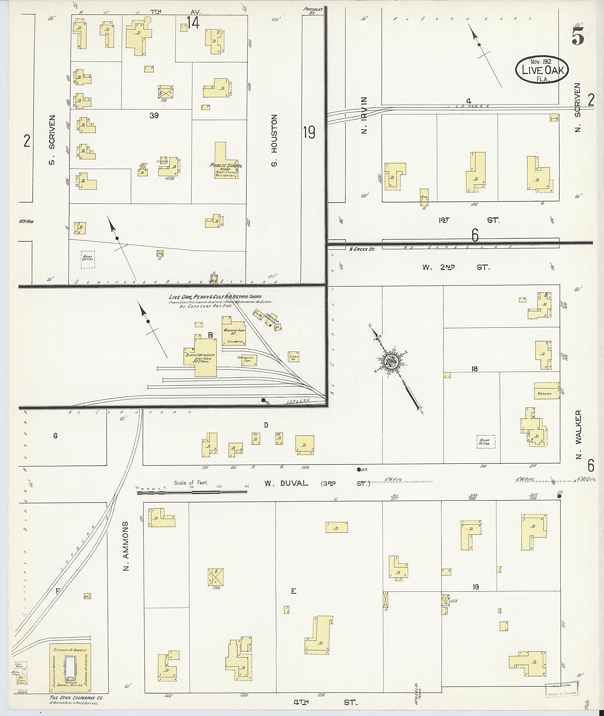 This old map of Live Oak, Suwanee County, Florida was created by Sanborn Map Company in 1912