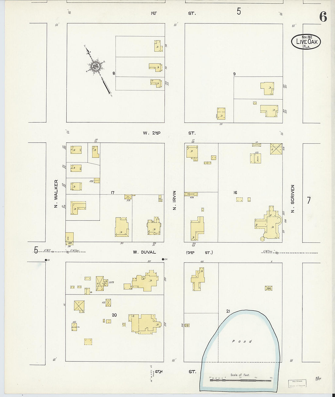 This old map of Live Oak, Suwanee County, Florida was created by Sanborn Map Company in 1912